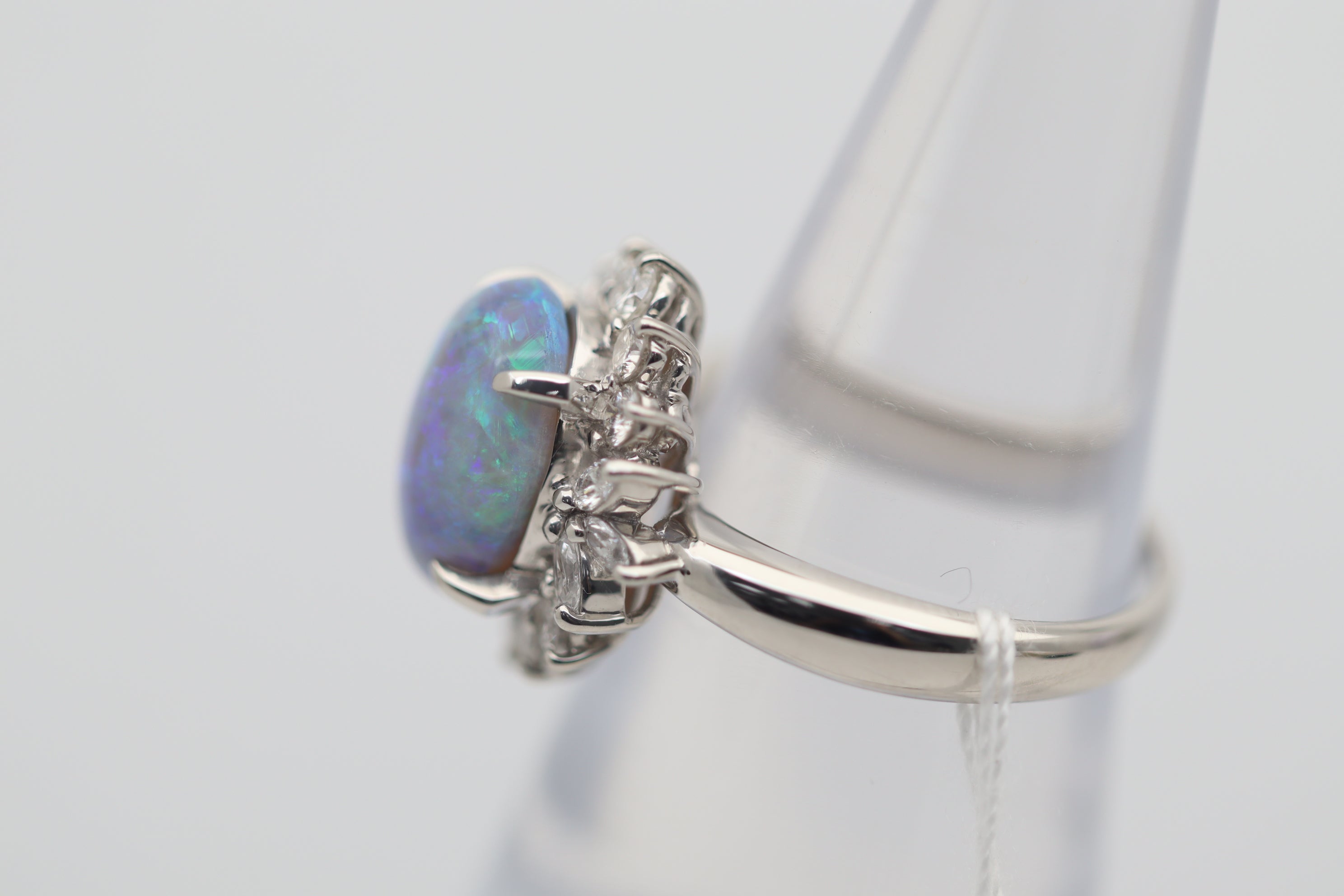 Australian Crystal Opal Diamond Platinum Ring