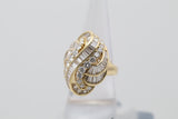 Diamond Cascade Gold Domed Cocktail Ring