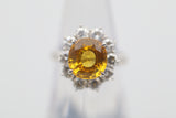 4.68 Carat Orange Sapphire Diamond Halo Platinum Ring