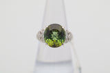 Fine Green Tourmaline Diamond Platinum Ring
