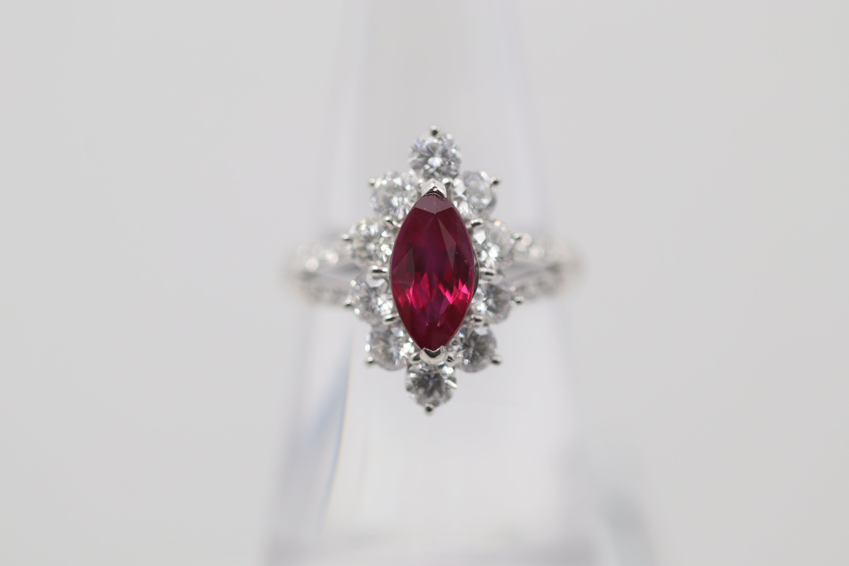 Burmese Ruby Diamond Platinum Ring, GIA Certified