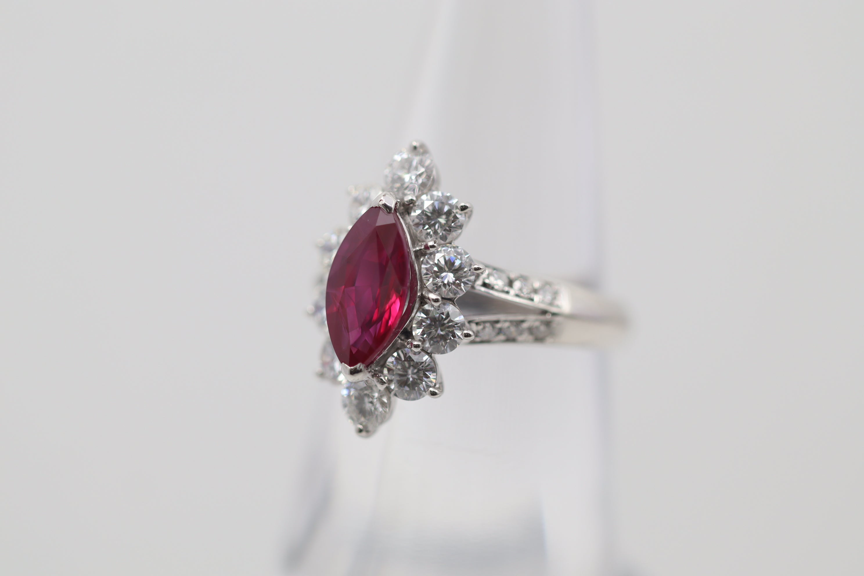 Burmese Ruby Diamond Platinum Ring, GIA Certified