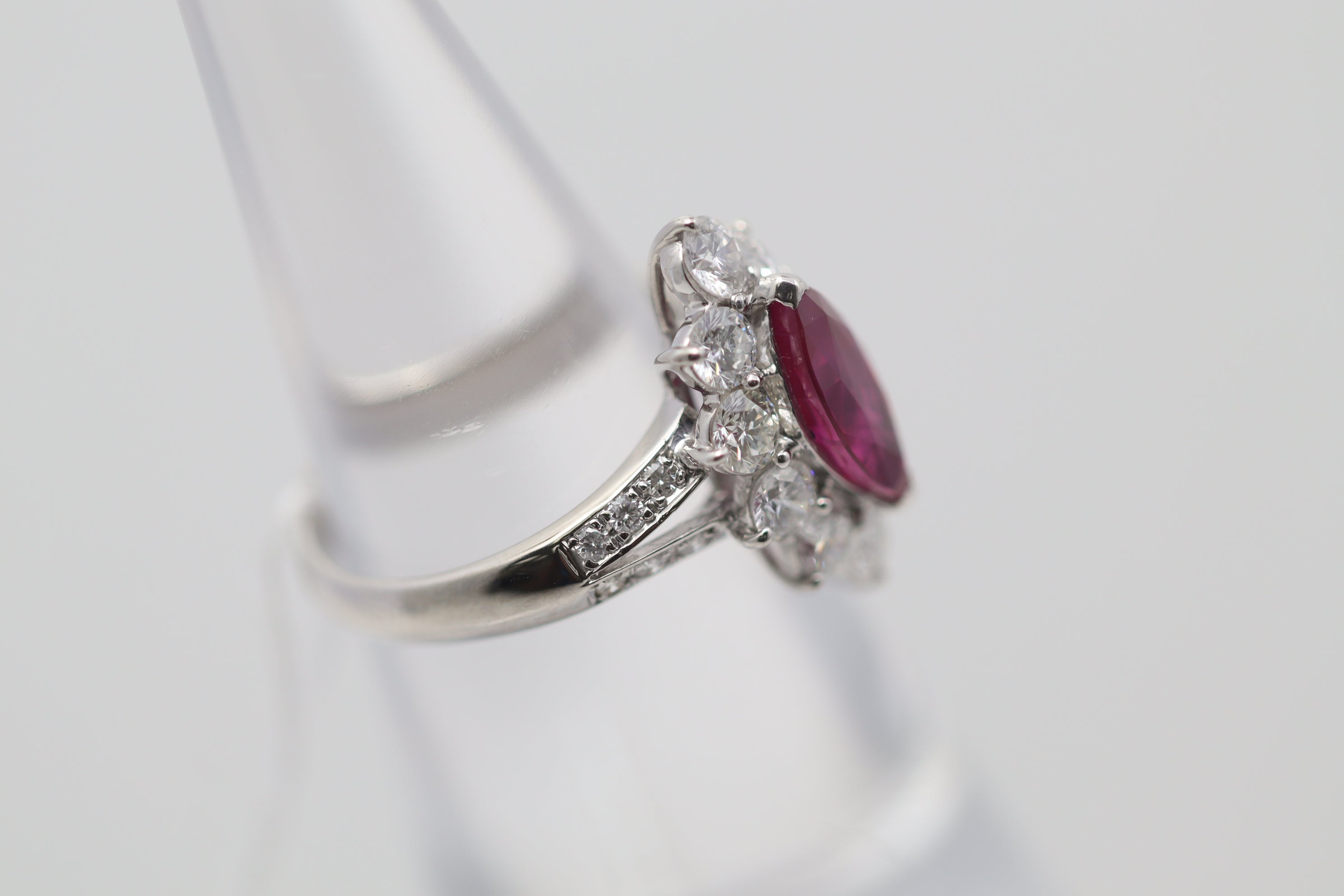 Burmese Ruby Diamond Platinum Ring, GIA Certified