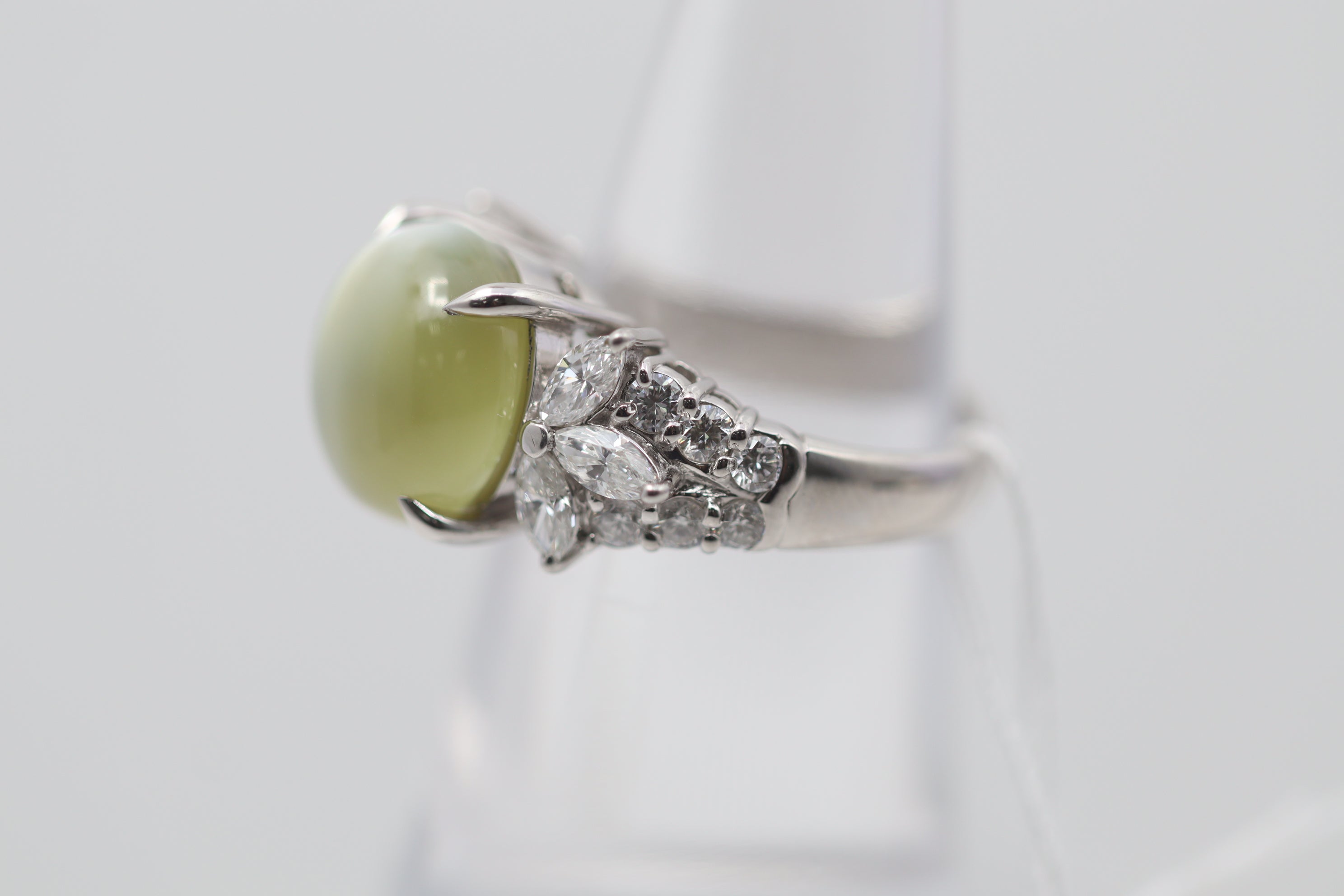 Gem Cats-Eye Chrysoberyl Diamond Platinum Ring