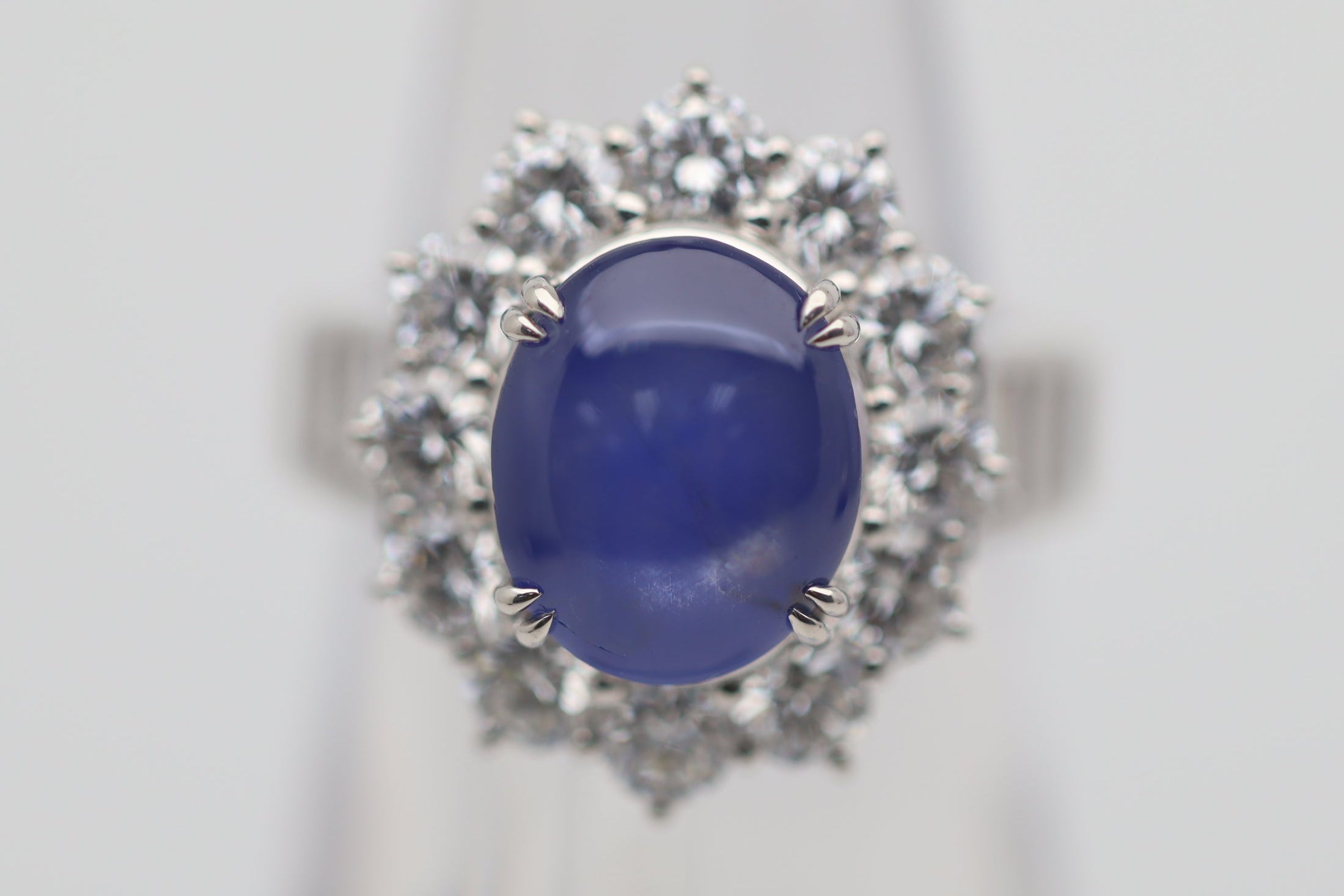 7.56 Carat Star Sapphire Diamond Platinum Ring