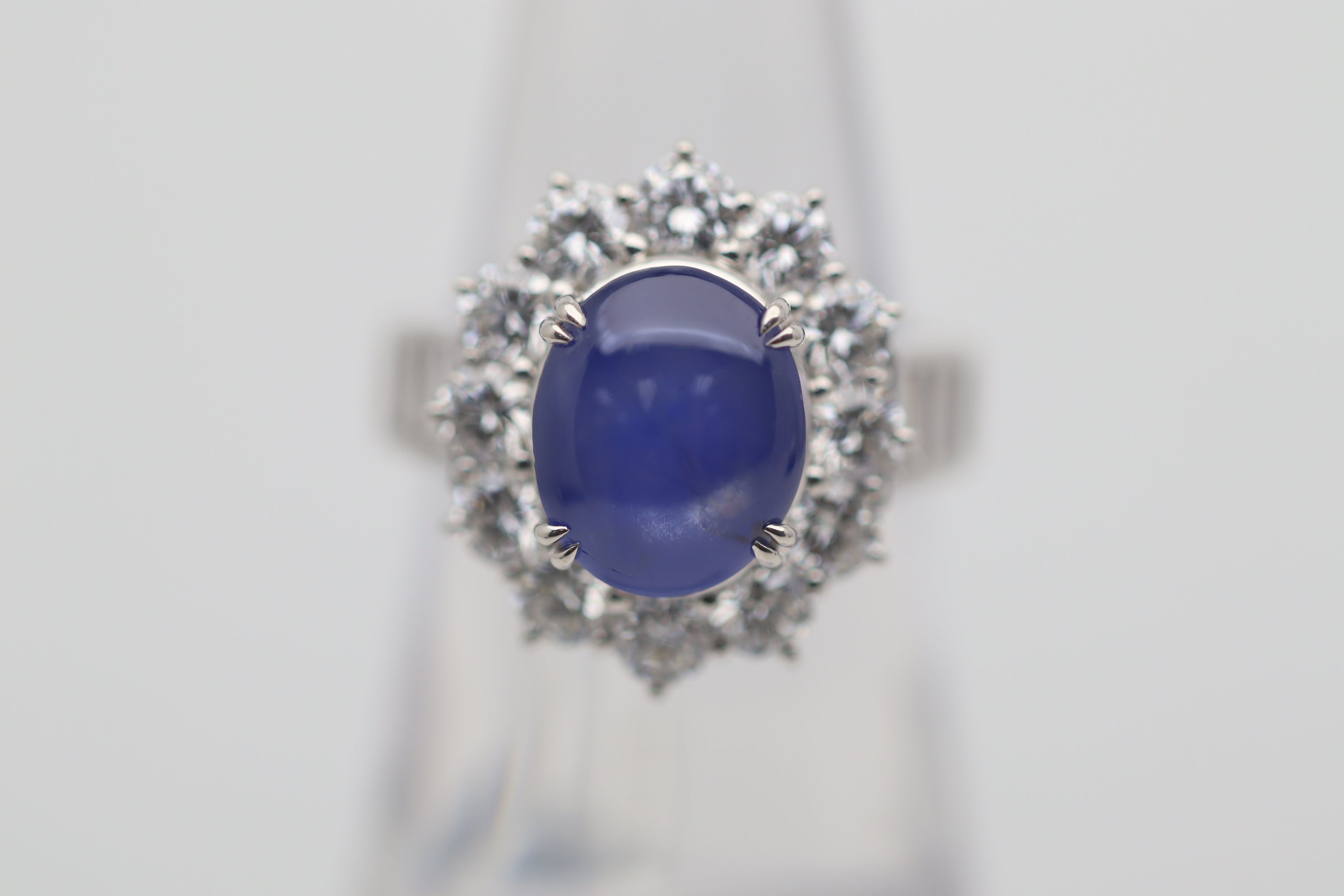 7.56 Carat Star Sapphire Diamond Platinum Ring