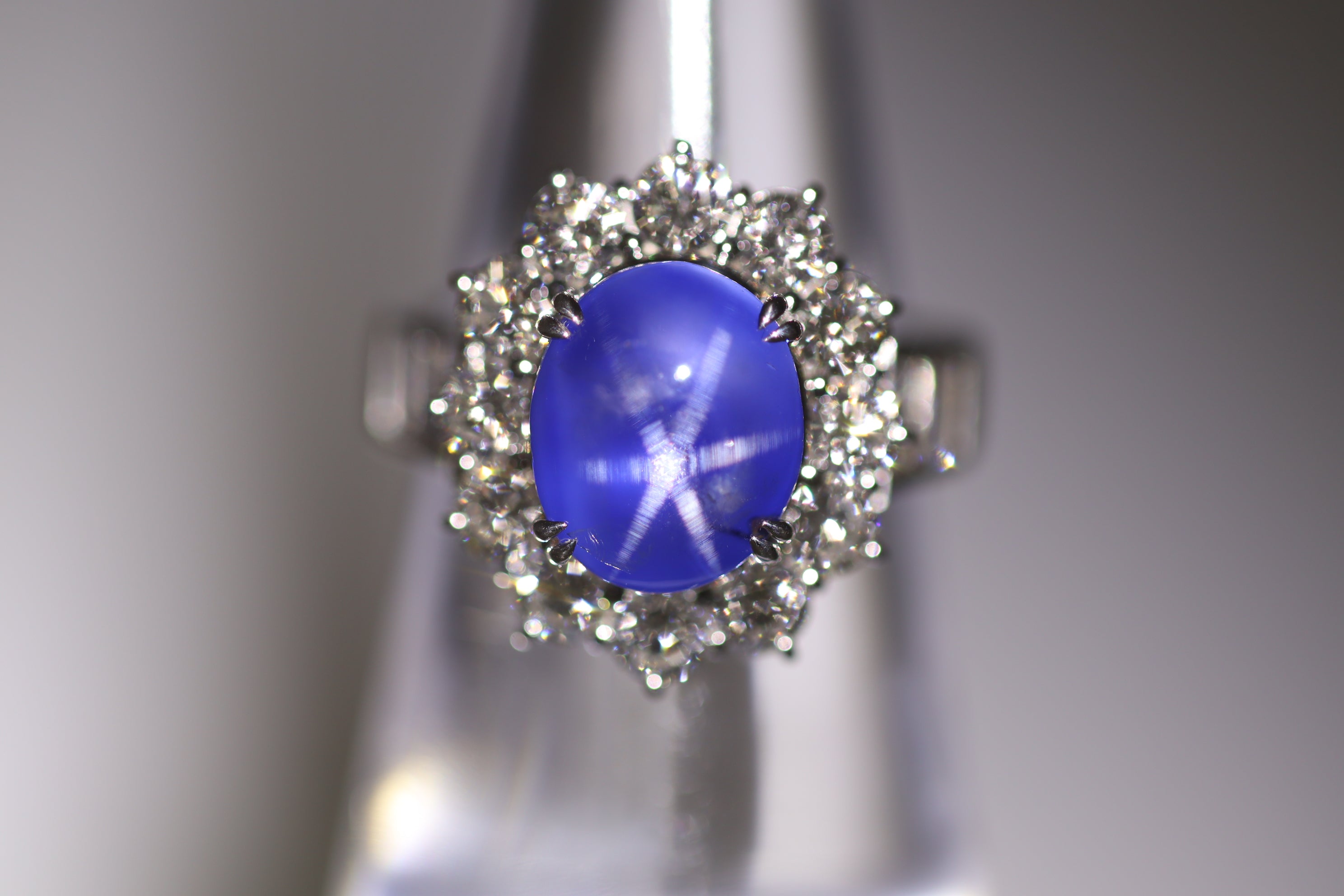 7.56 Carat Star Sapphire Diamond Platinum Ring