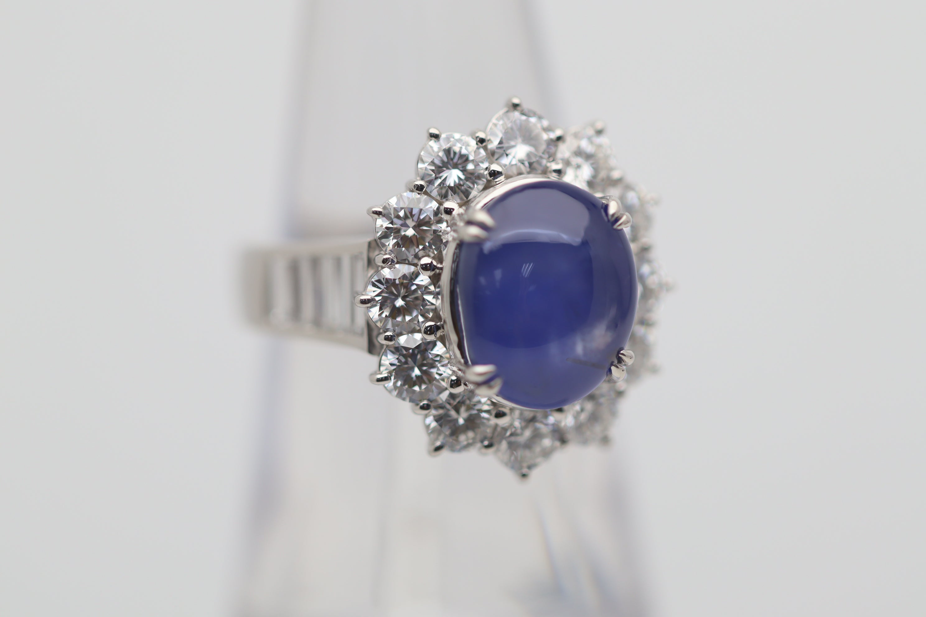 7.56 Carat Star Sapphire Diamond Platinum Ring