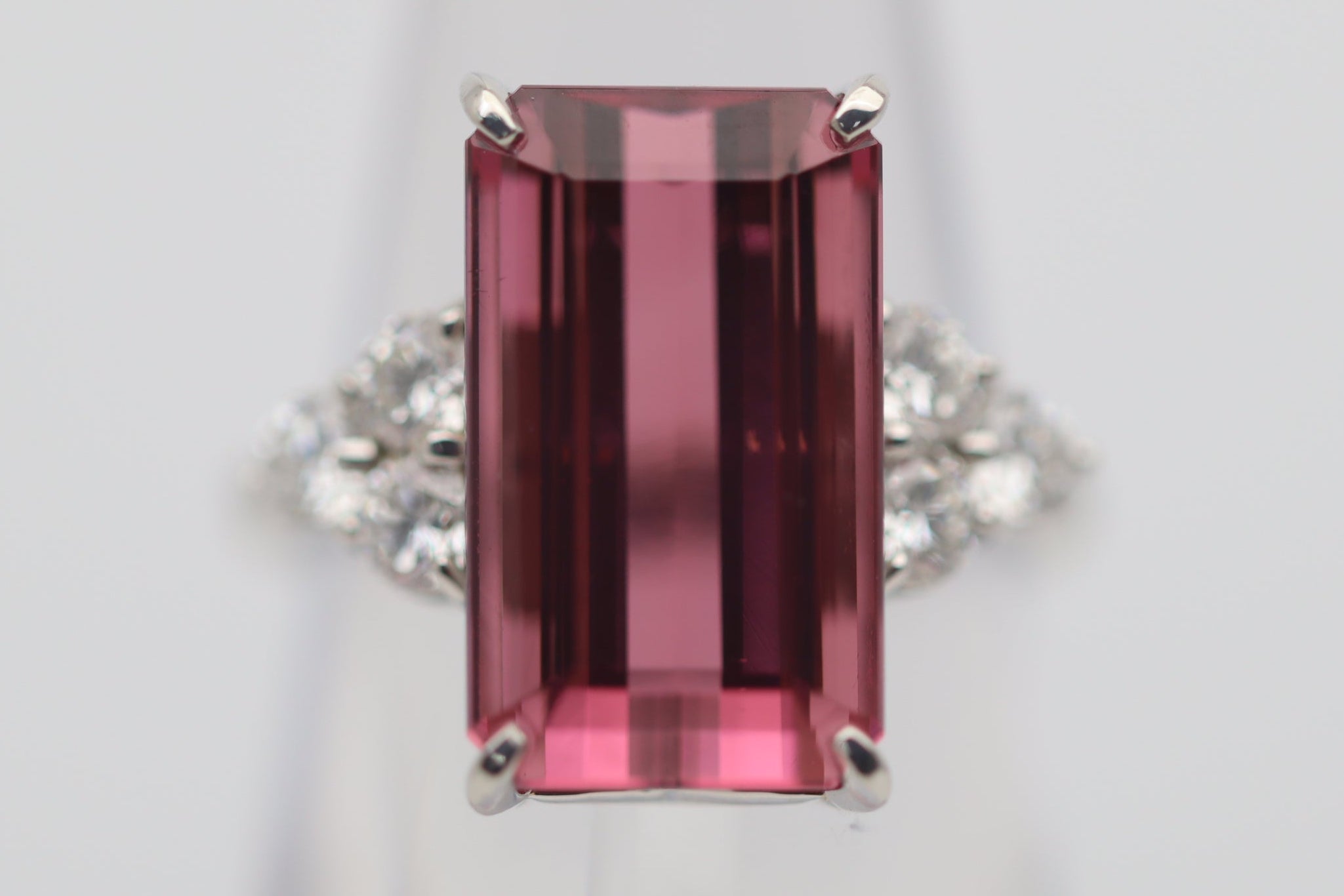 11.05 Carat Pink Tourmaline Diamond Platinum Ring