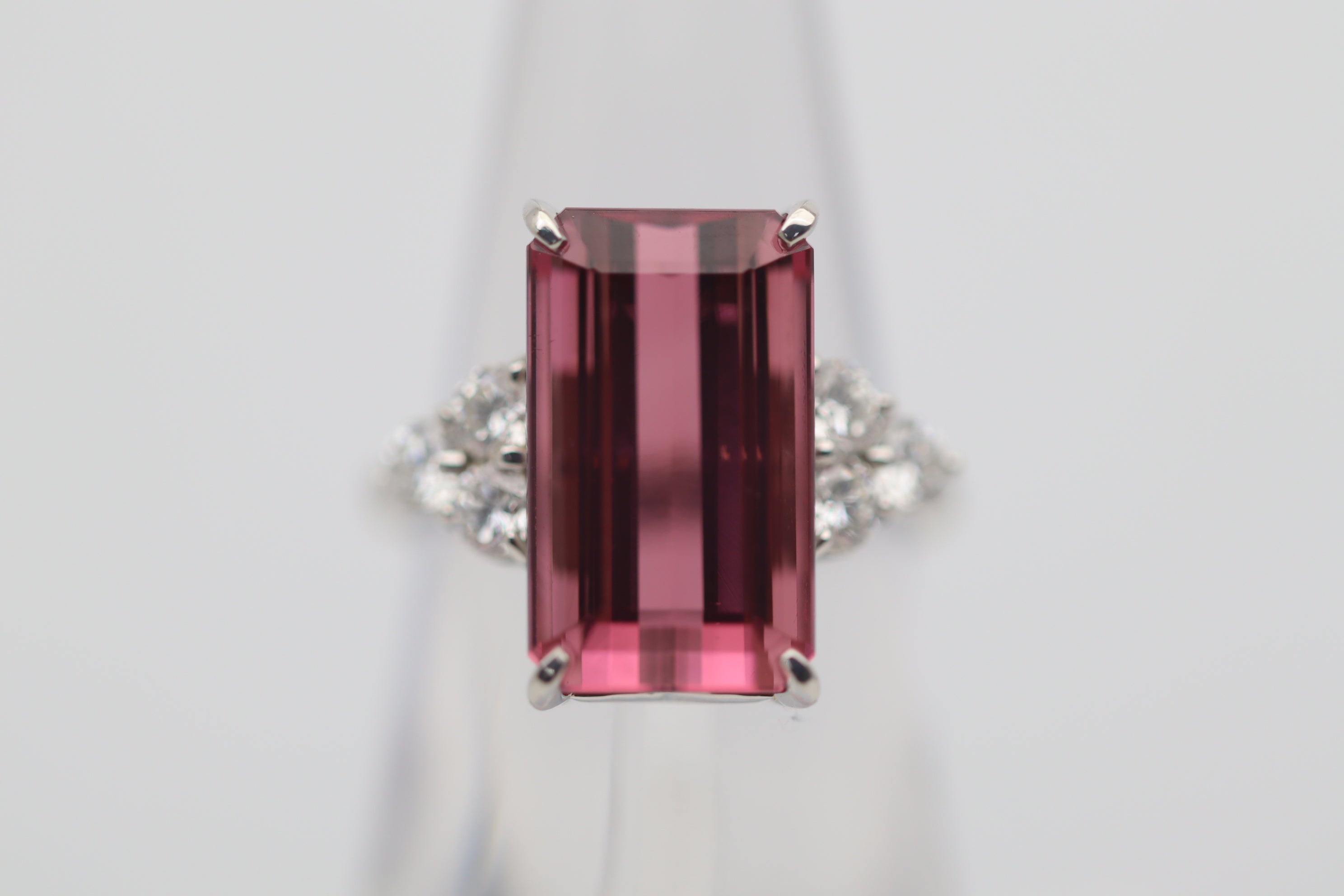 11.05 Carat Pink Tourmaline Diamond Platinum Ring