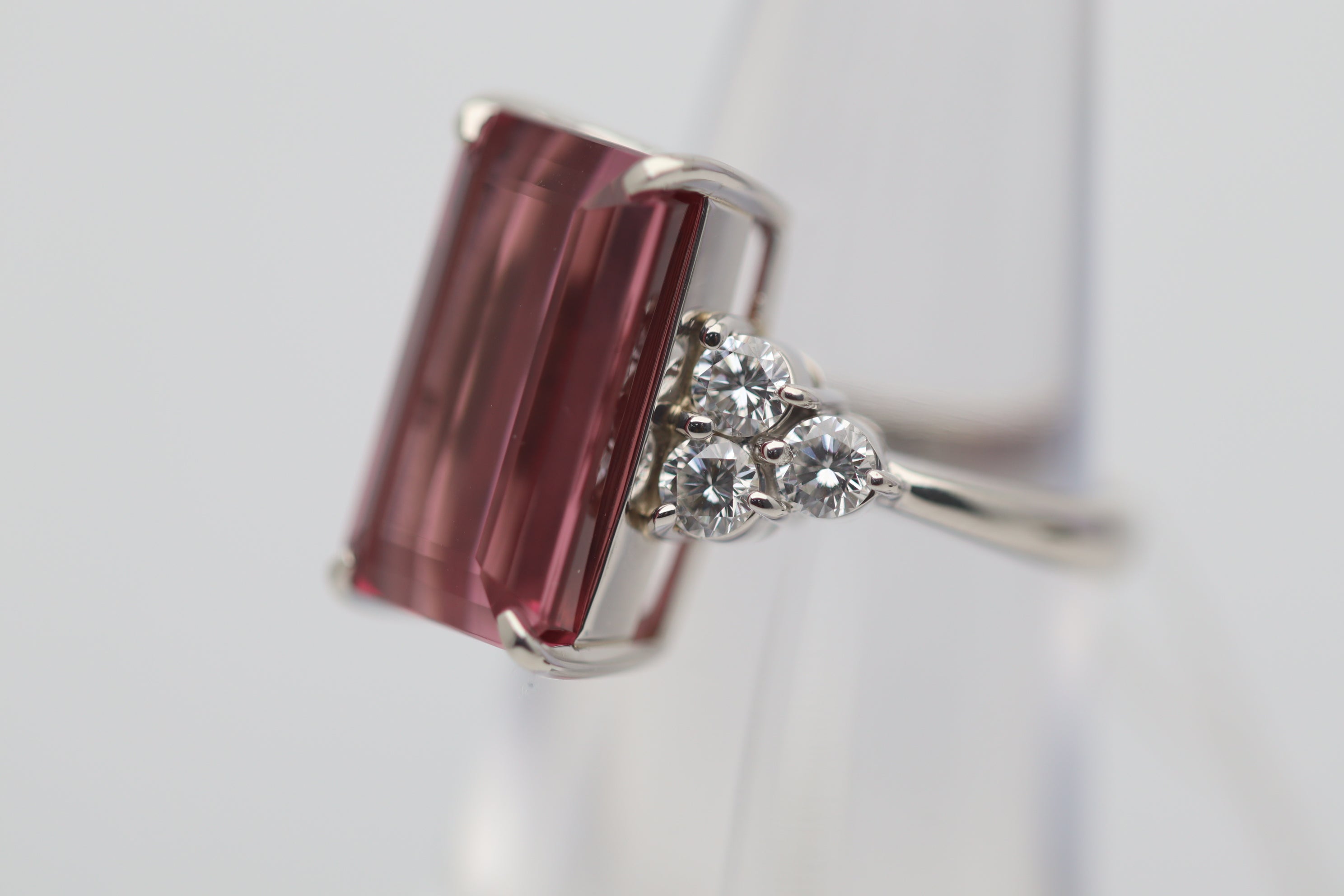 11.05 Carat Pink Tourmaline Diamond Platinum Ring