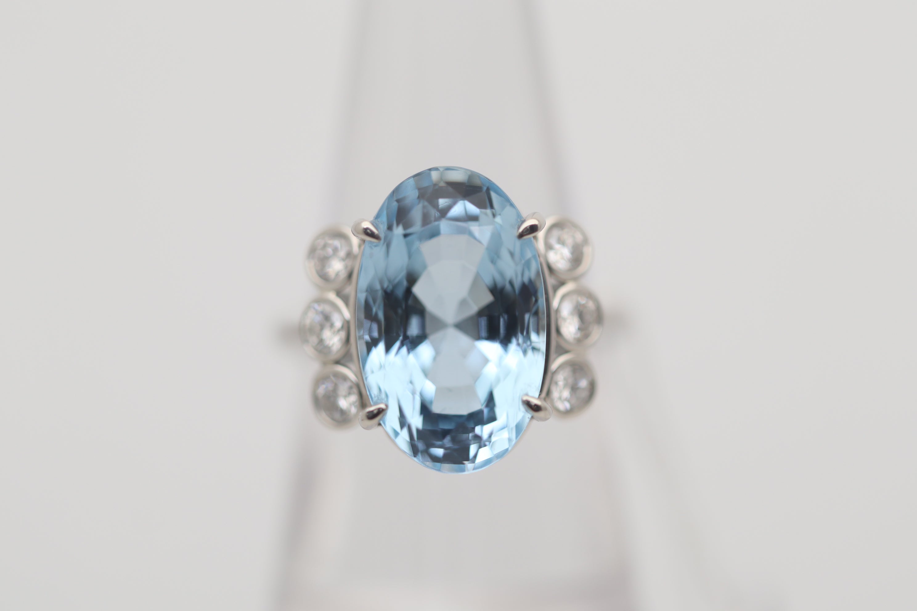 Aquamarine Diamond Platinum Ring