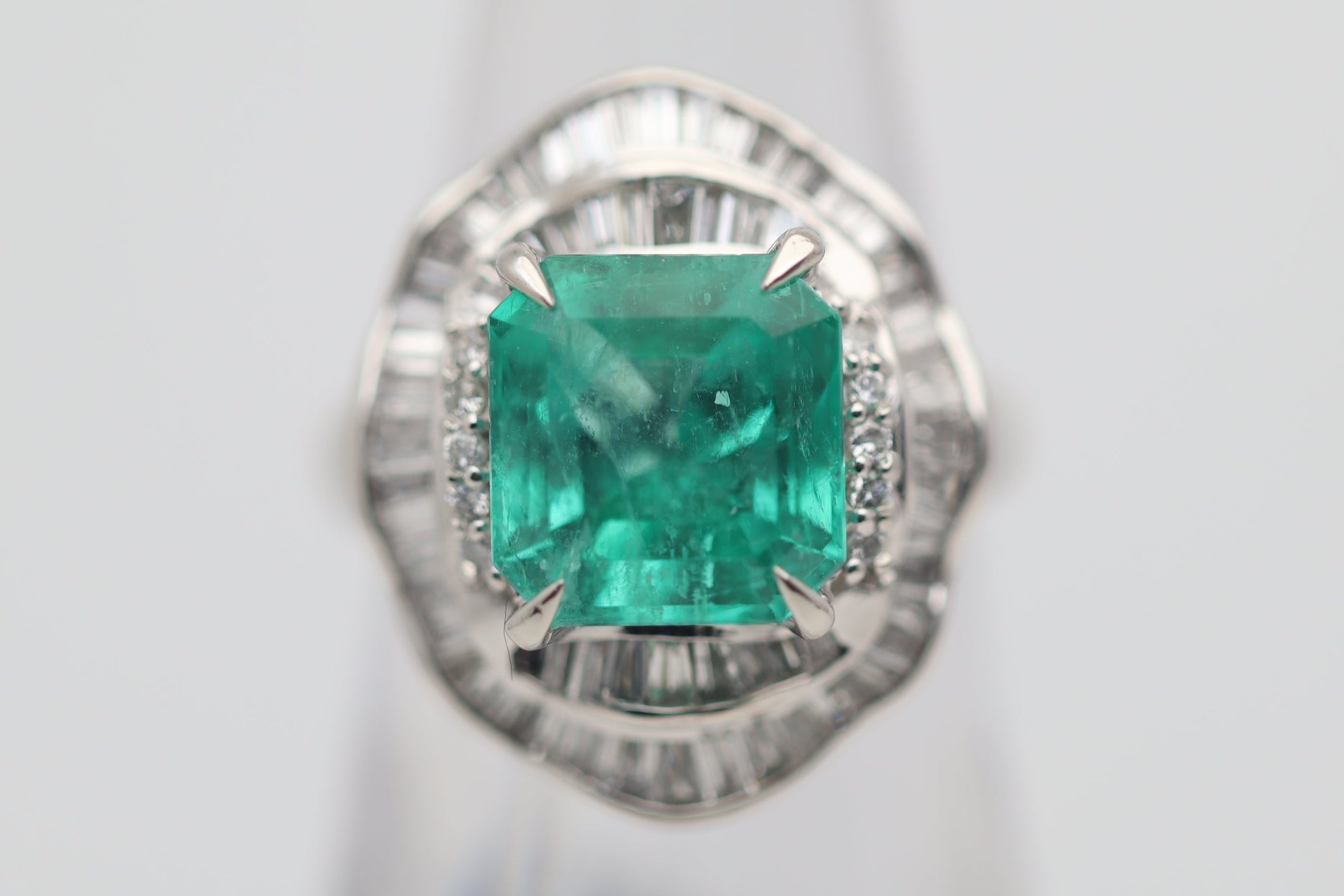 5.08 Carat Emerald Diamond Platinum Ring
