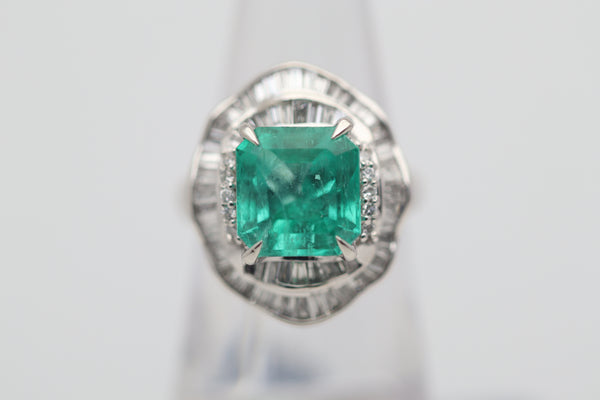 5.08 Carat Emerald Diamond Platinum Ring