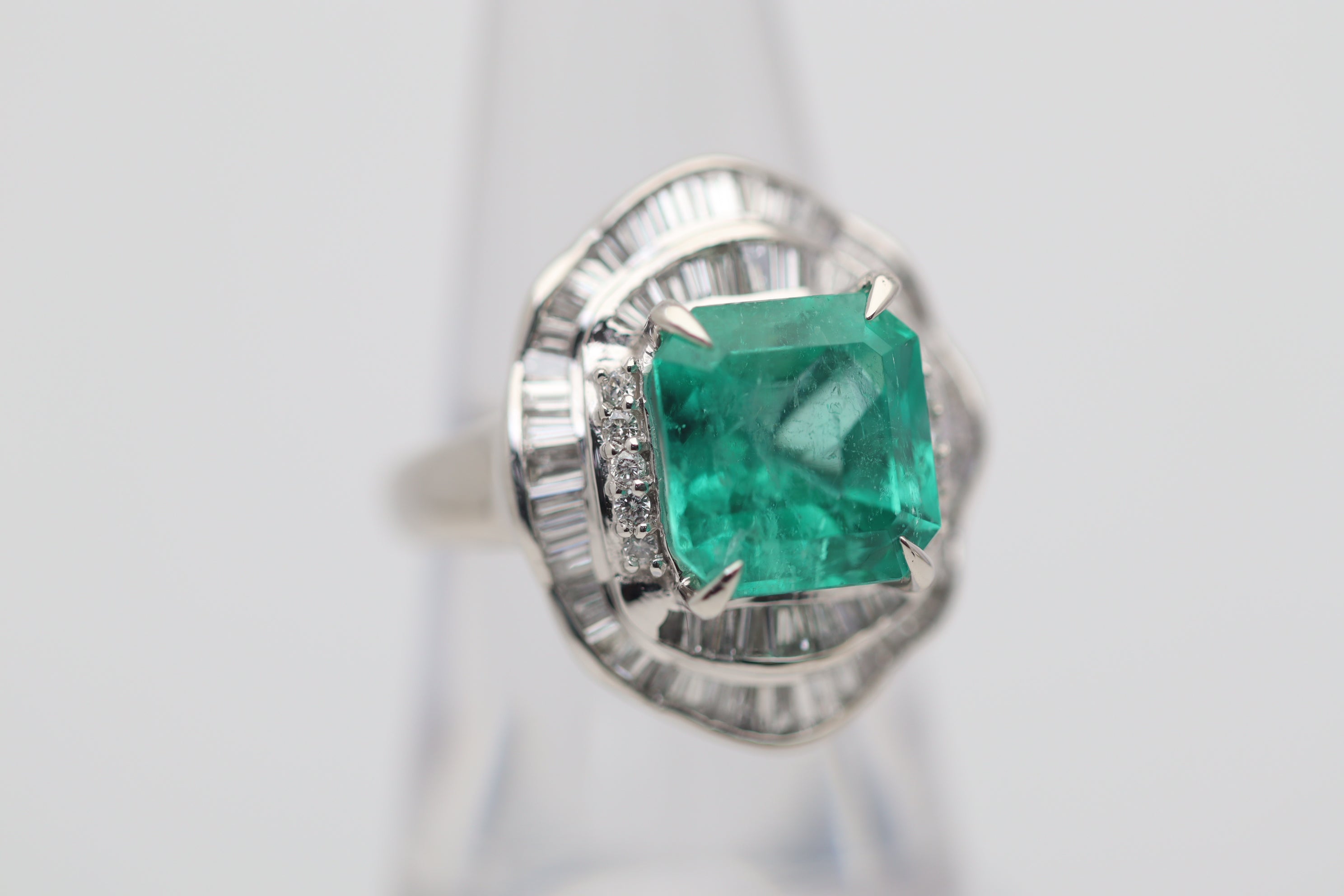 5.08 Carat Emerald Diamond Platinum Ring