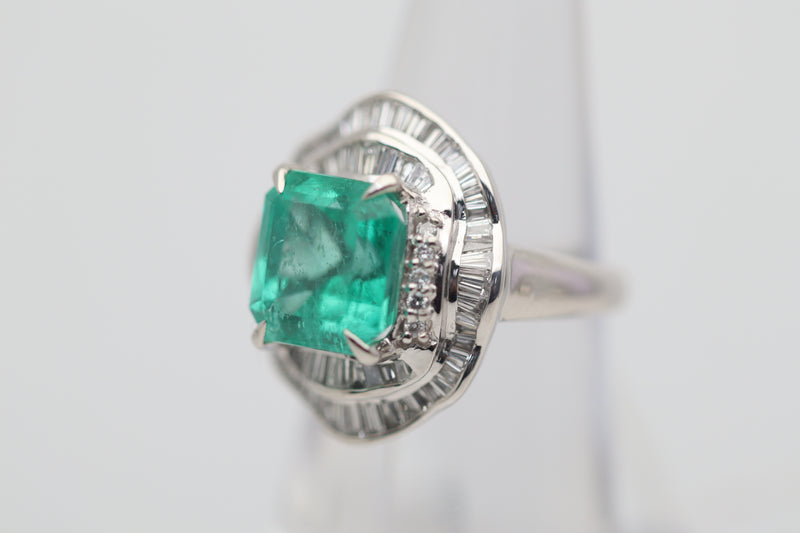 5.08 Carat Emerald Diamond Platinum Ring