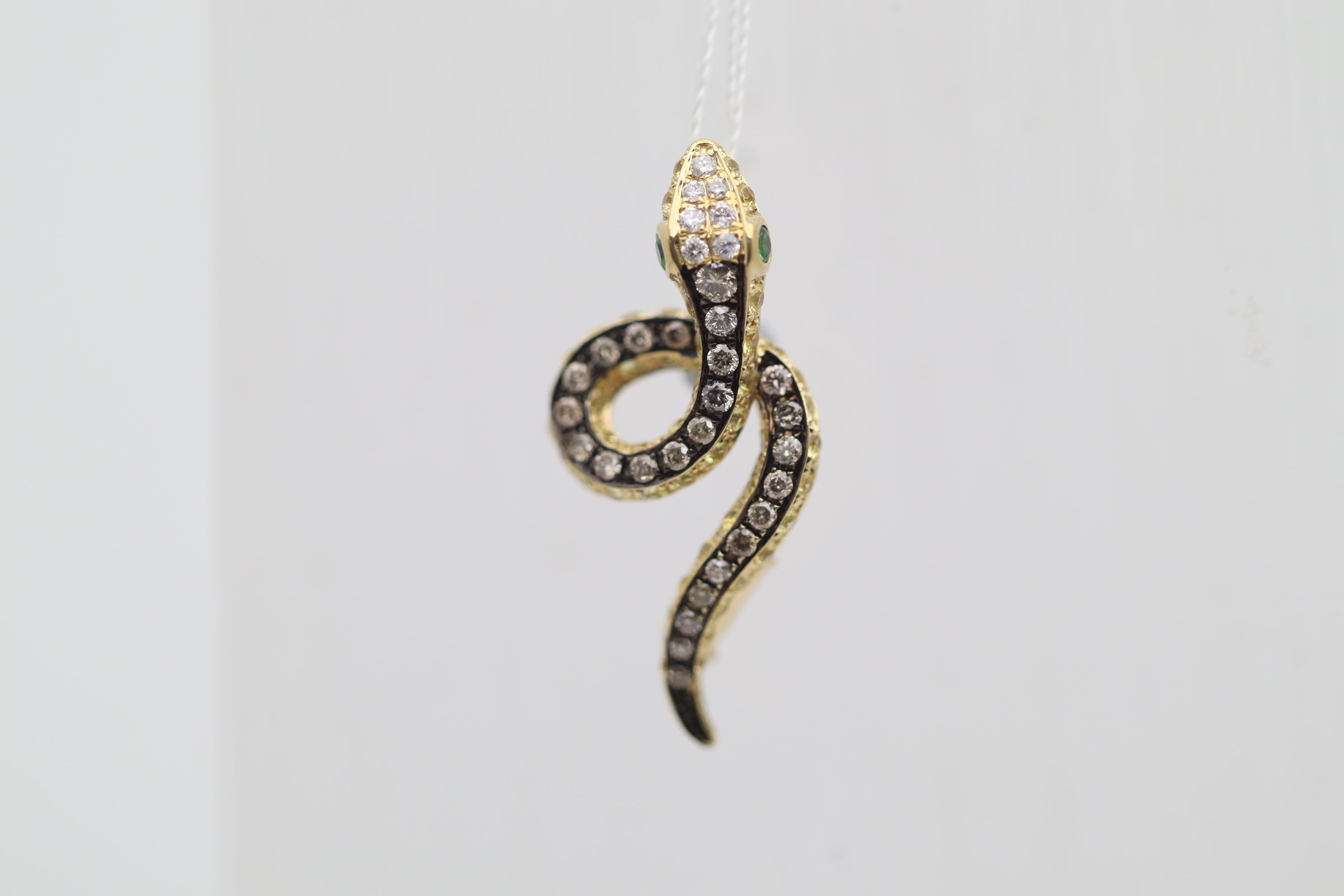 Diamond Sapphire Tsavorite Gold Snake Pendant-Pin