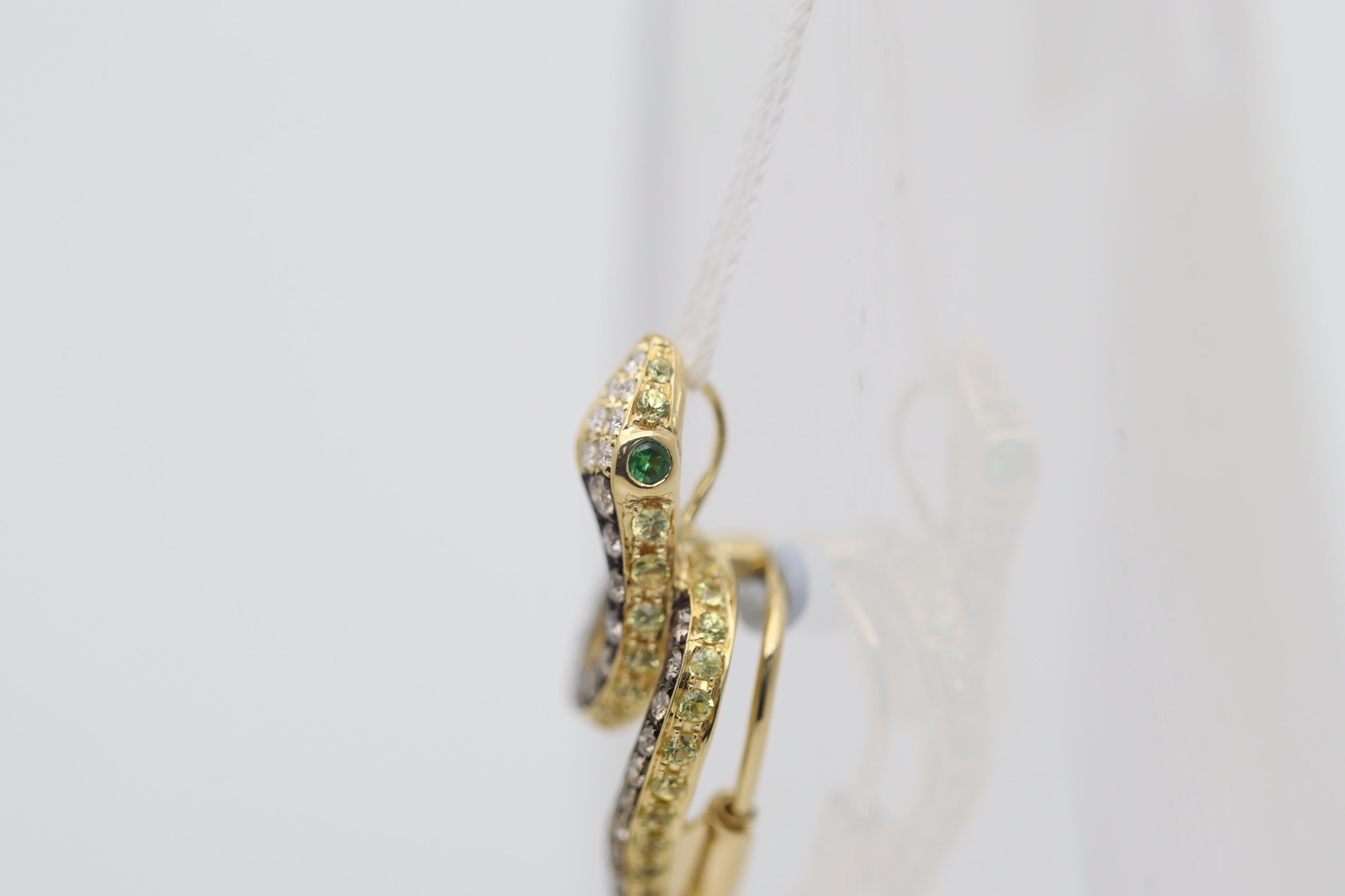 Diamond Sapphire Tsavorite Gold Snake Pendant-Pin