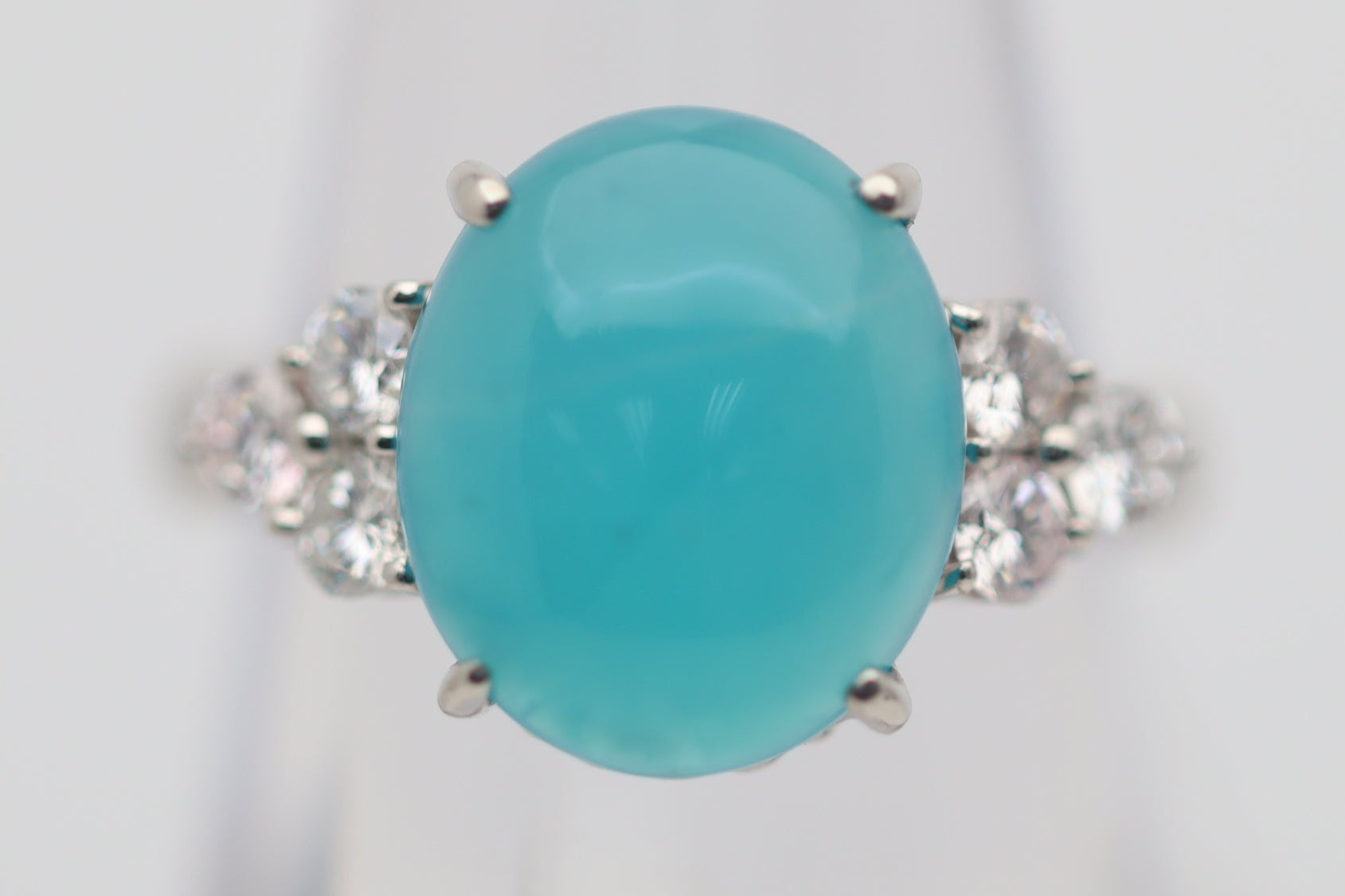 Chrysocolla Diamond Platinum Ring