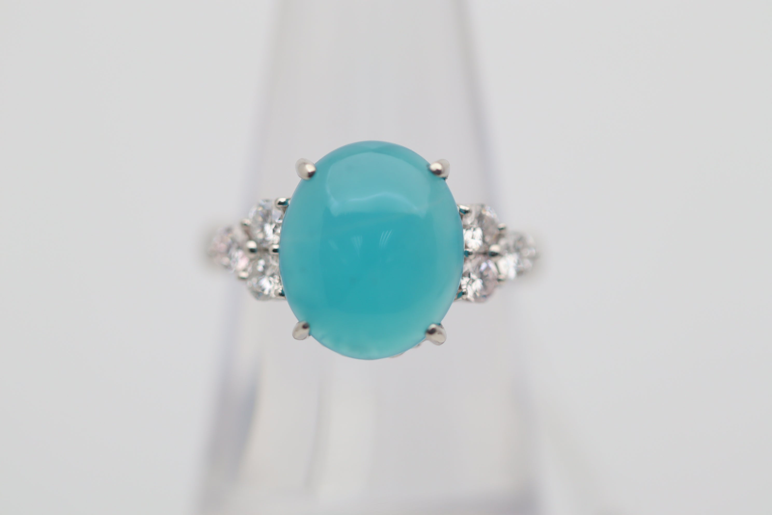 Chrysocolla Diamond Platinum Ring