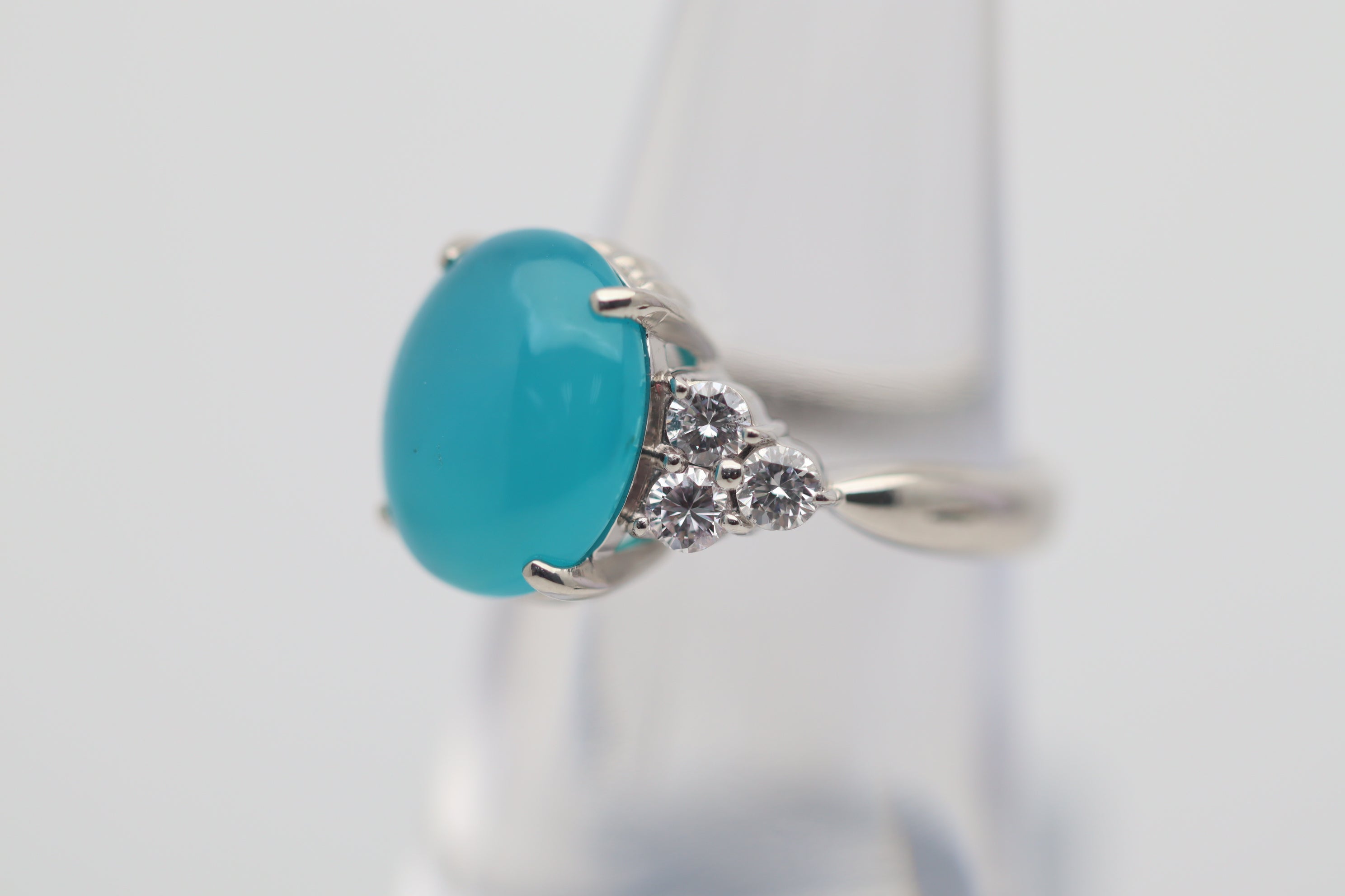 Chrysocolla Diamond Platinum Ring