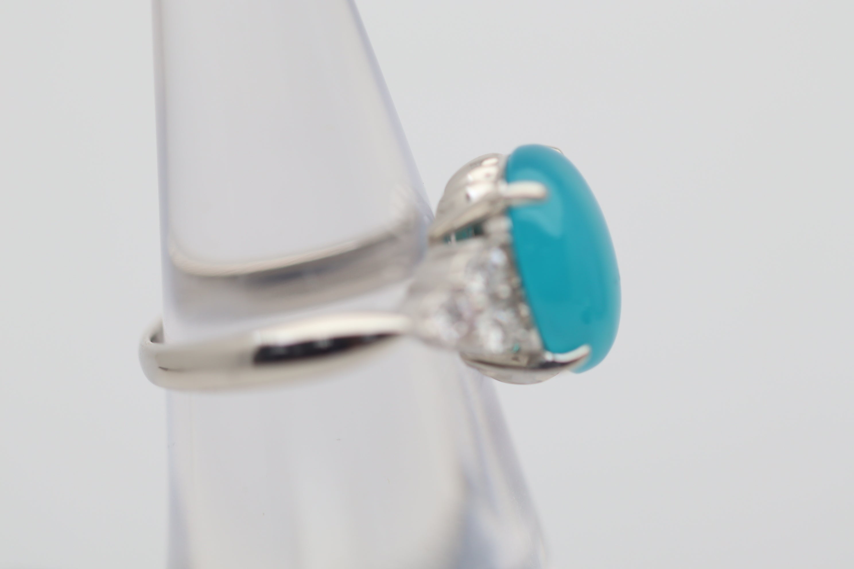 Chrysocolla Diamond Platinum Ring