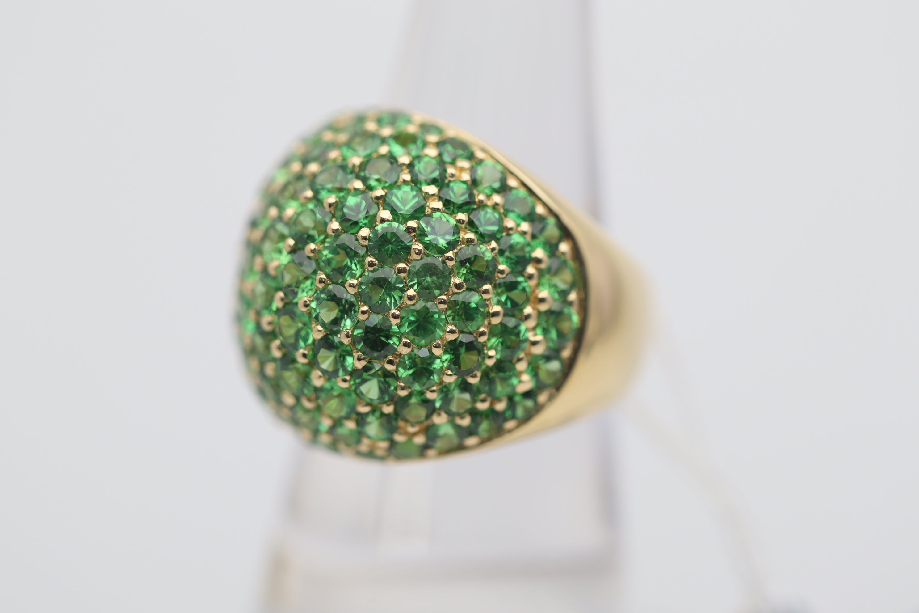 Tsavorite Garnet Gold Domed Bombe Ring