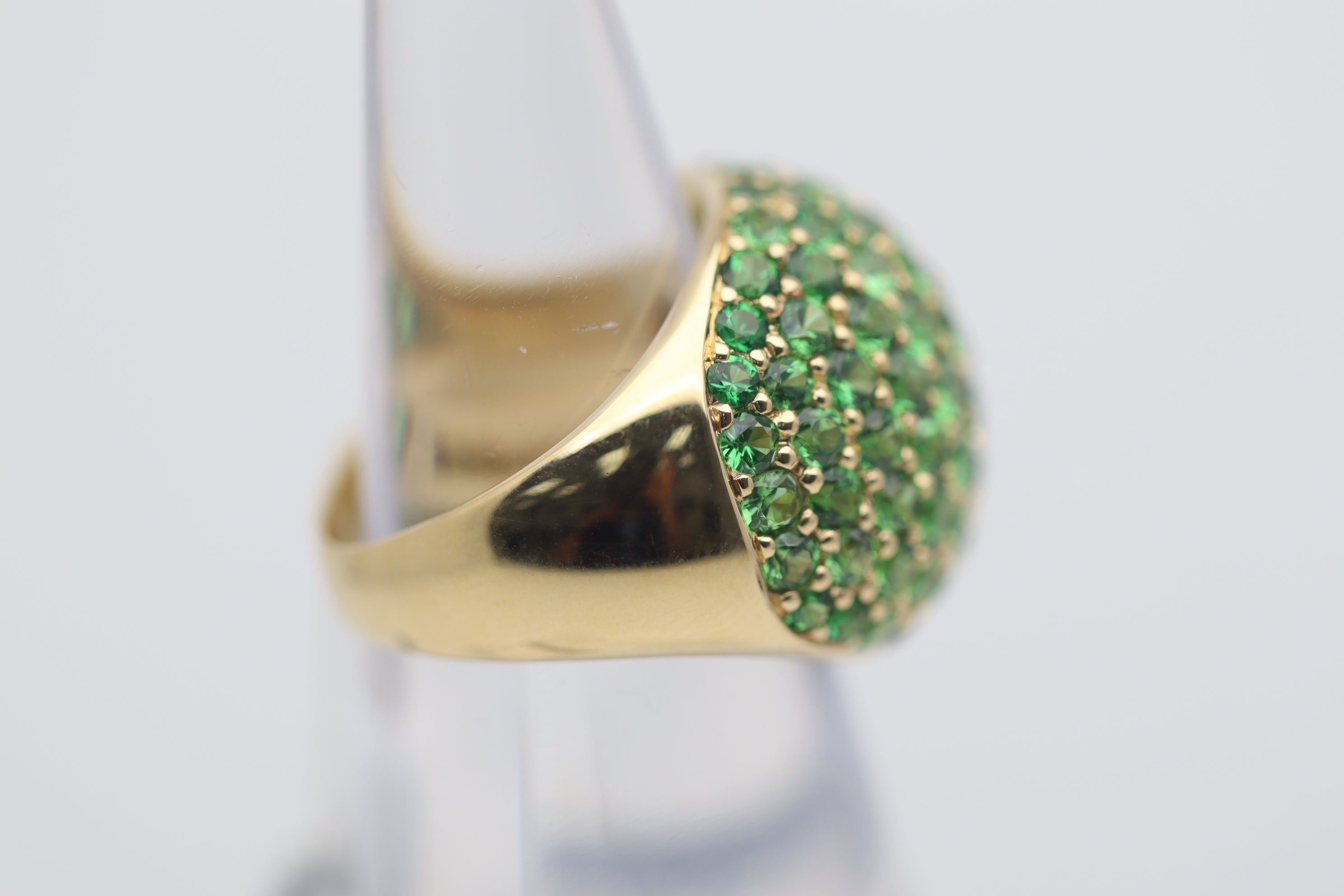 Tsavorite Garnet Gold Domed Bombe Ring