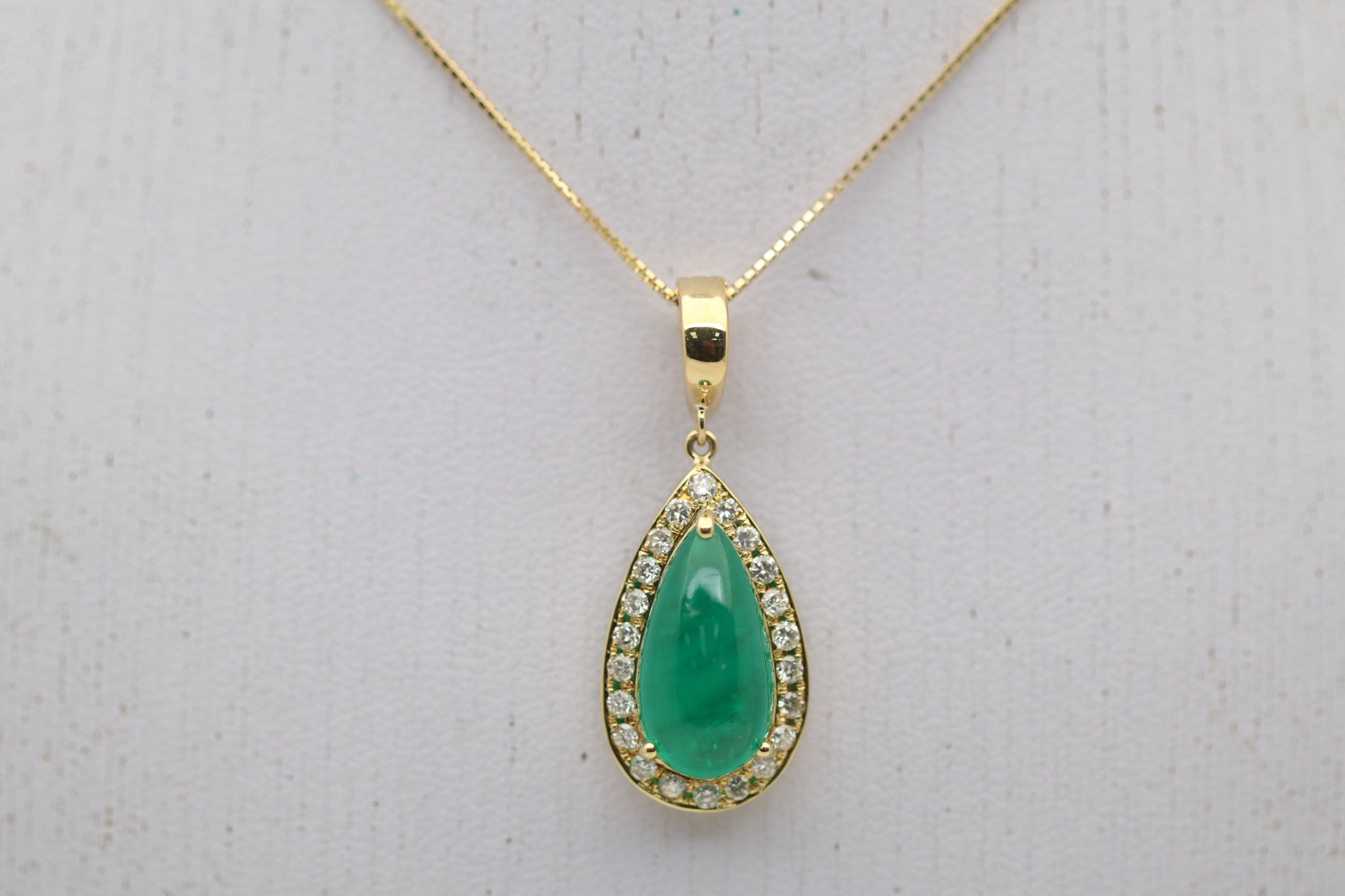 Emerald Drop Diamond Gold Pendant