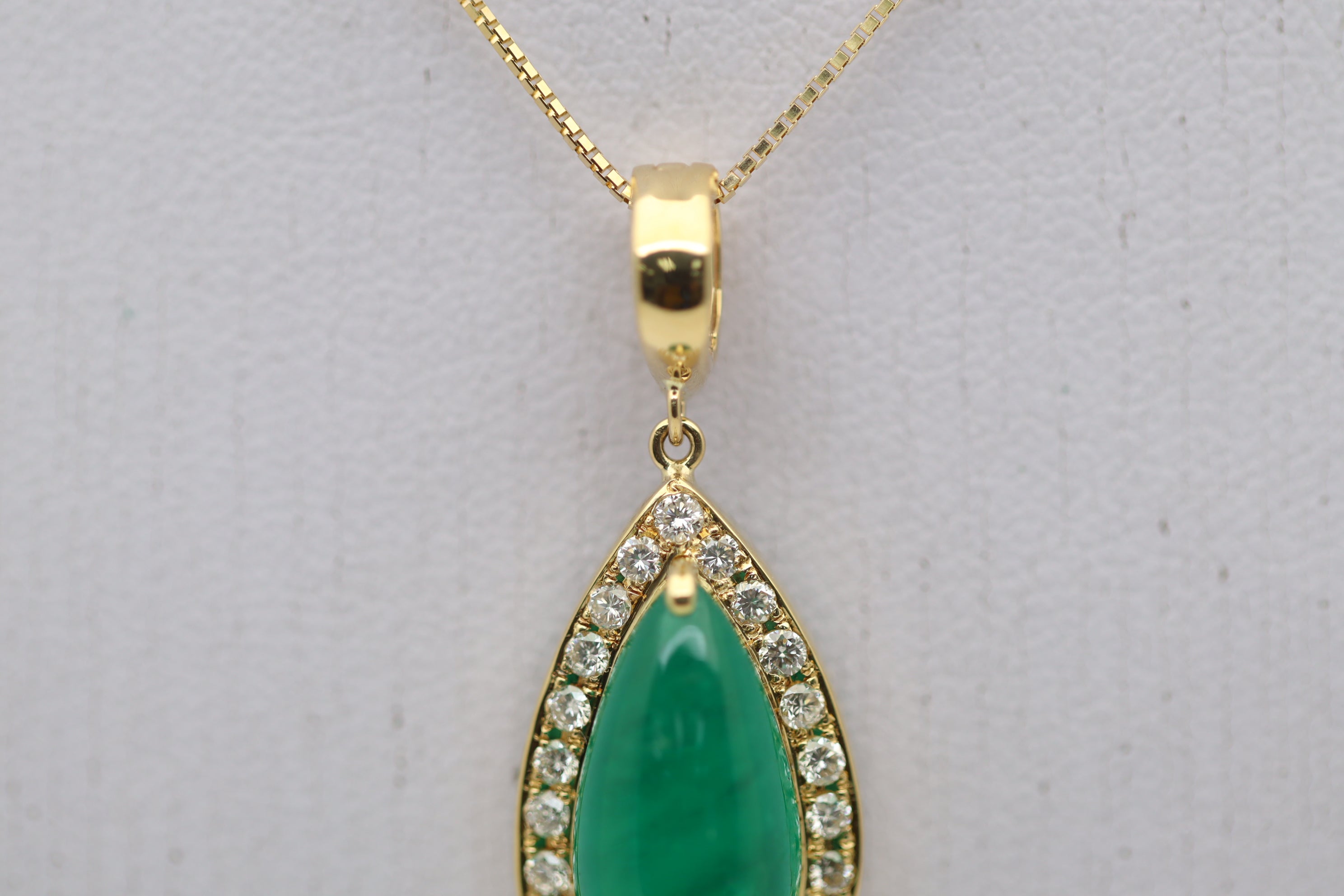 Emerald Drop Diamond Gold Pendant