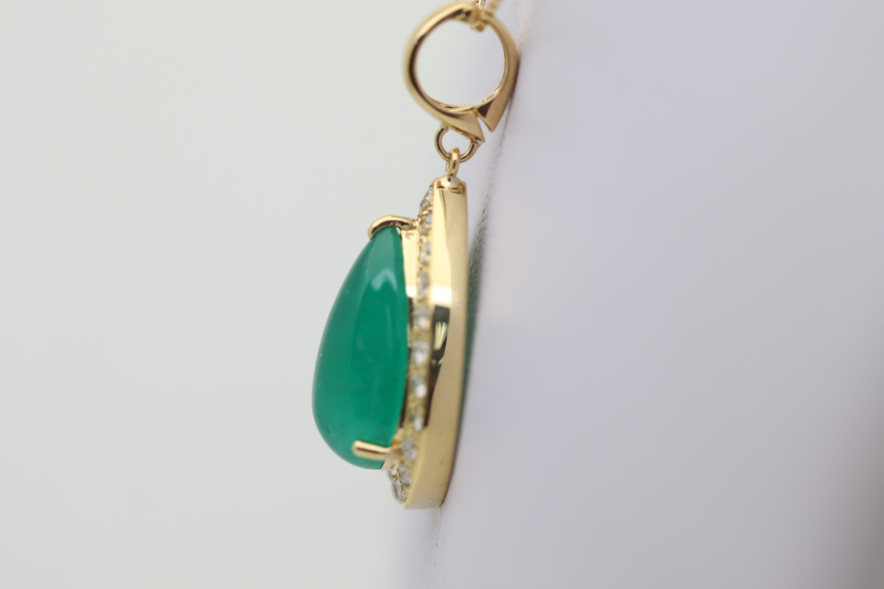 Emerald Drop Diamond Gold Pendant