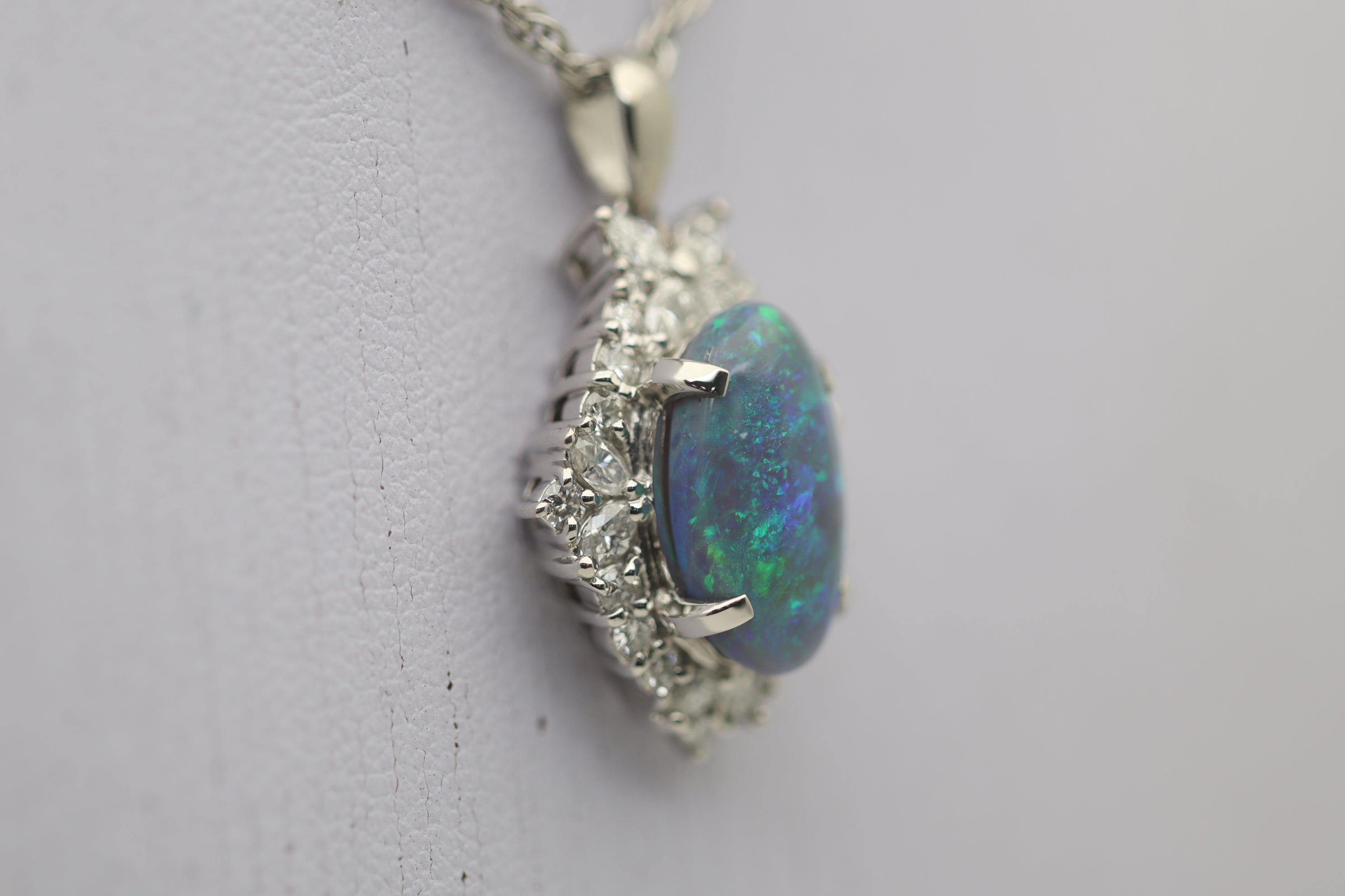 Australian Opal Diamond Platinum Pendant