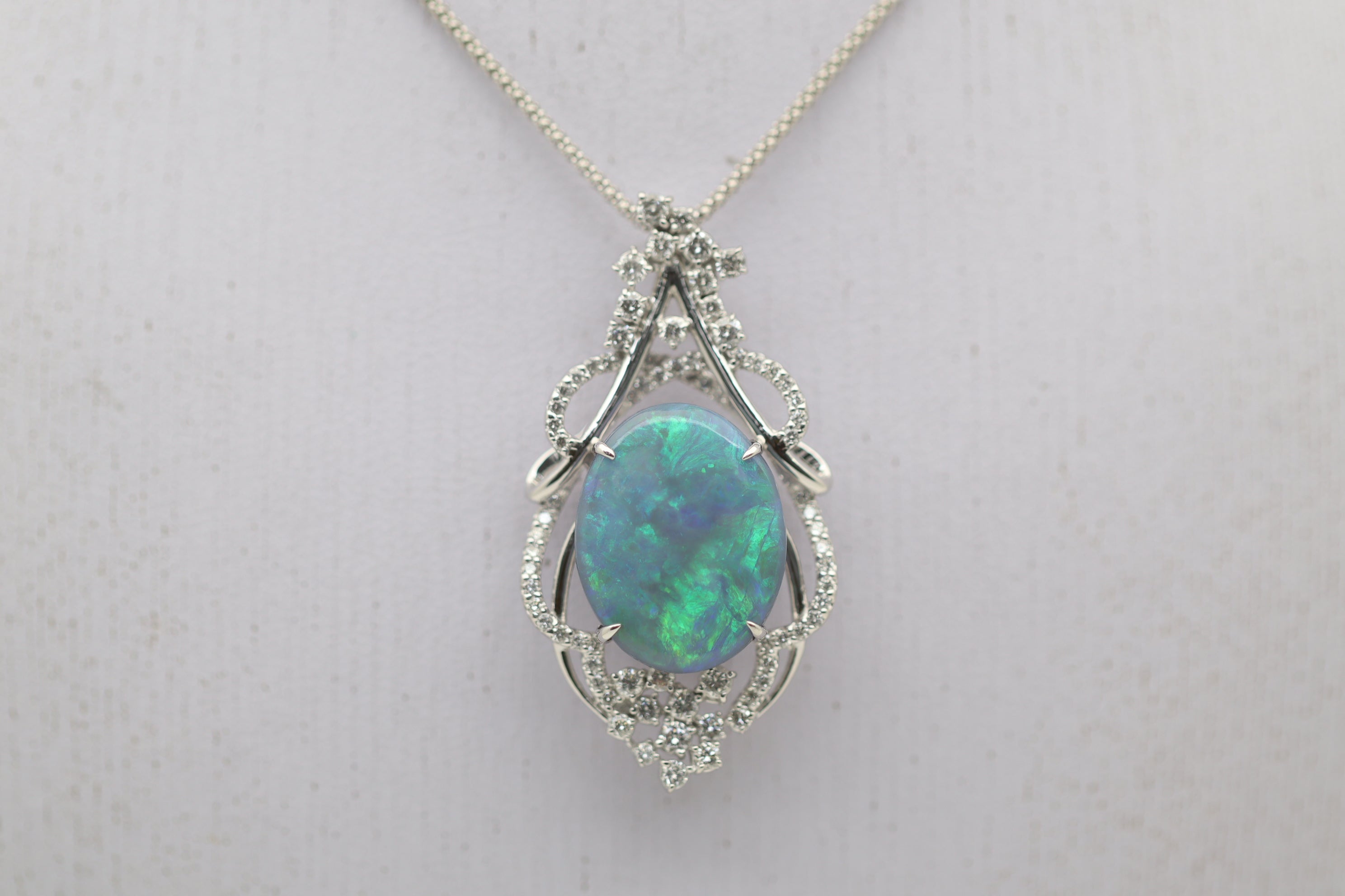 Australian Black Opal Diamond Gold Pendant