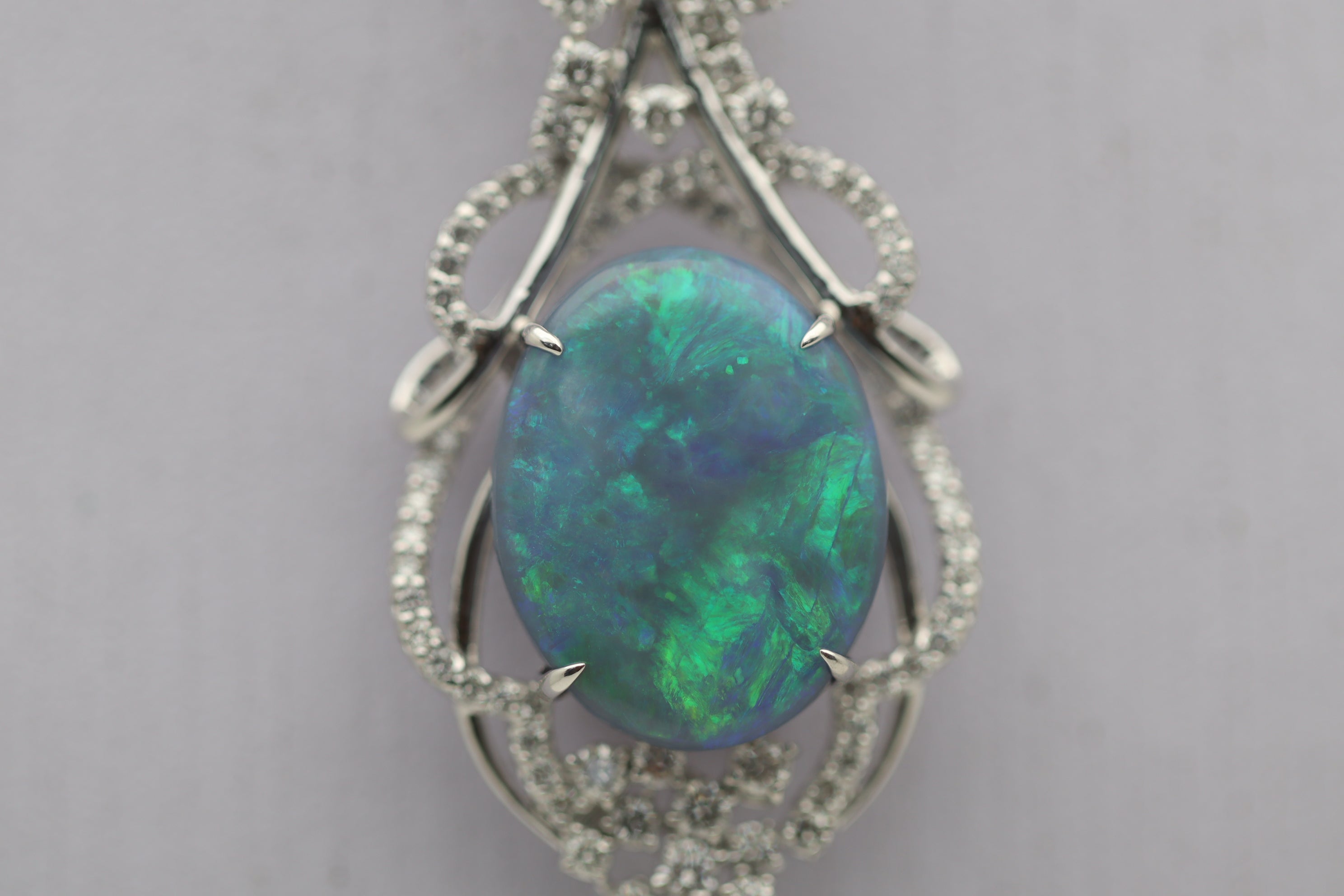 Australian Black Opal Diamond Gold Pendant