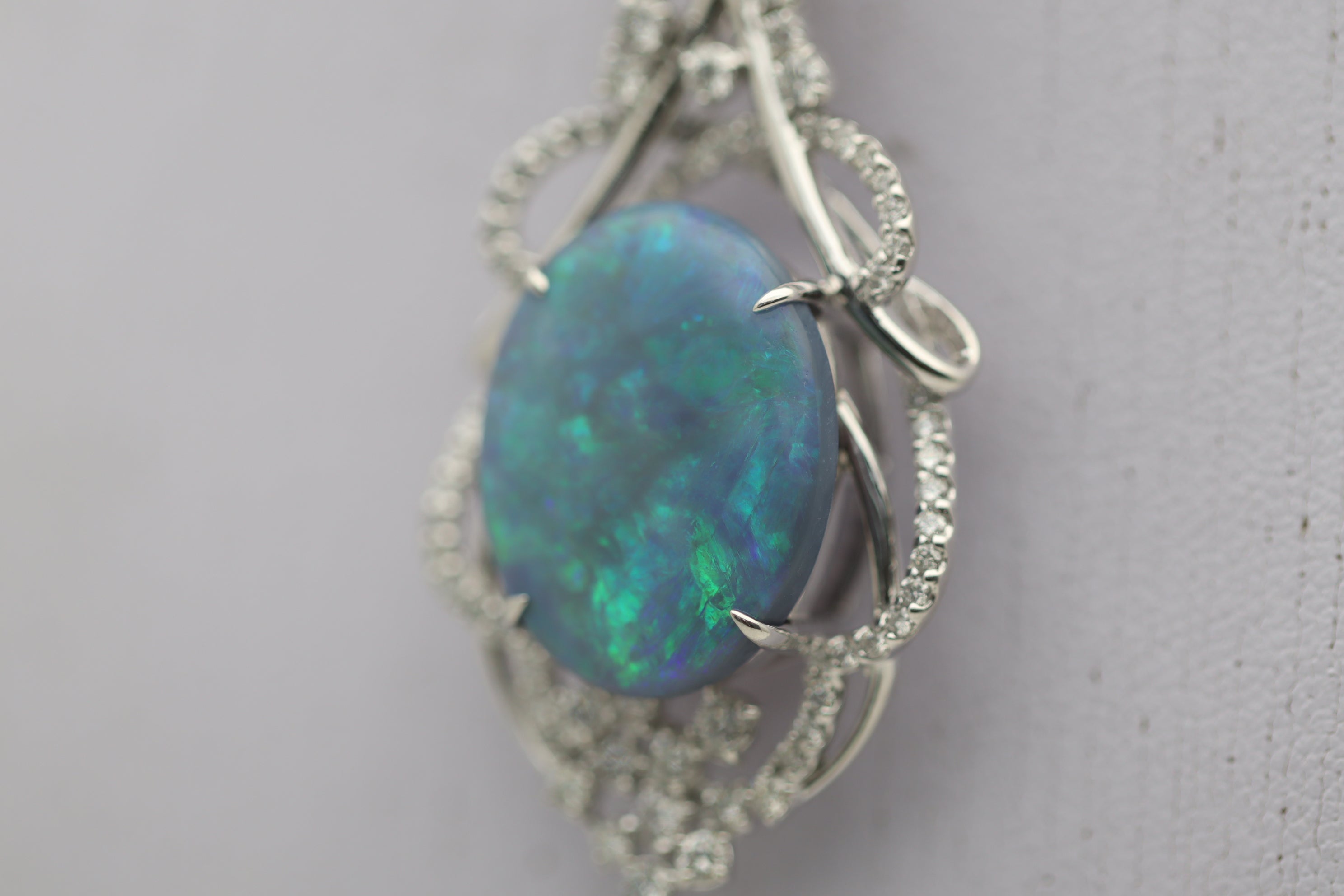 Australian Black Opal Diamond Gold Pendant