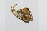 Diamond Tigers-Eye Mother-of-Pearl Gold Snail Brooch