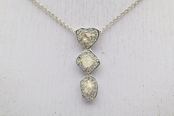 Rough-Diamond Diamond Gold Drop Pendant