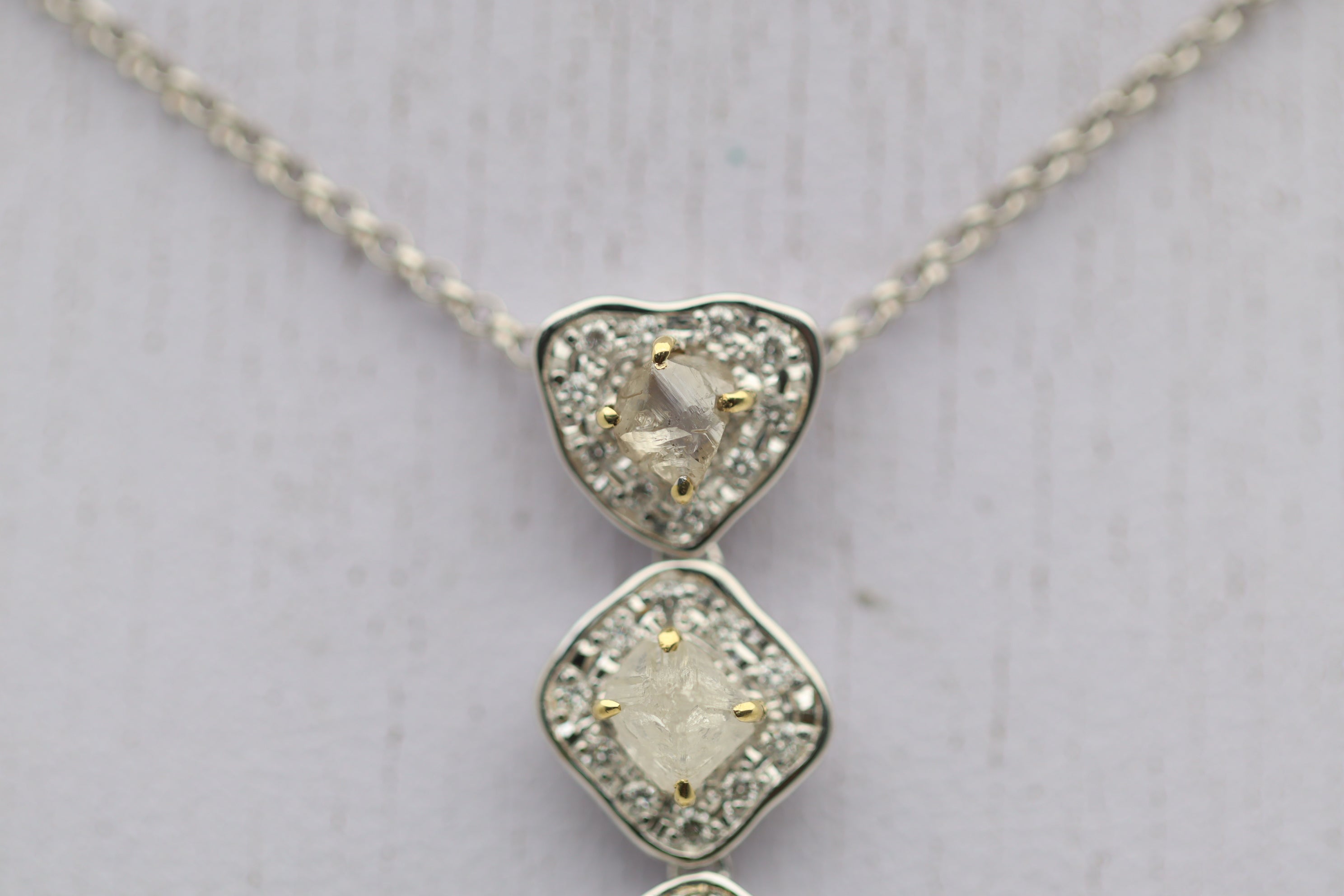 Rough-Diamond Diamond Gold Drop Pendant