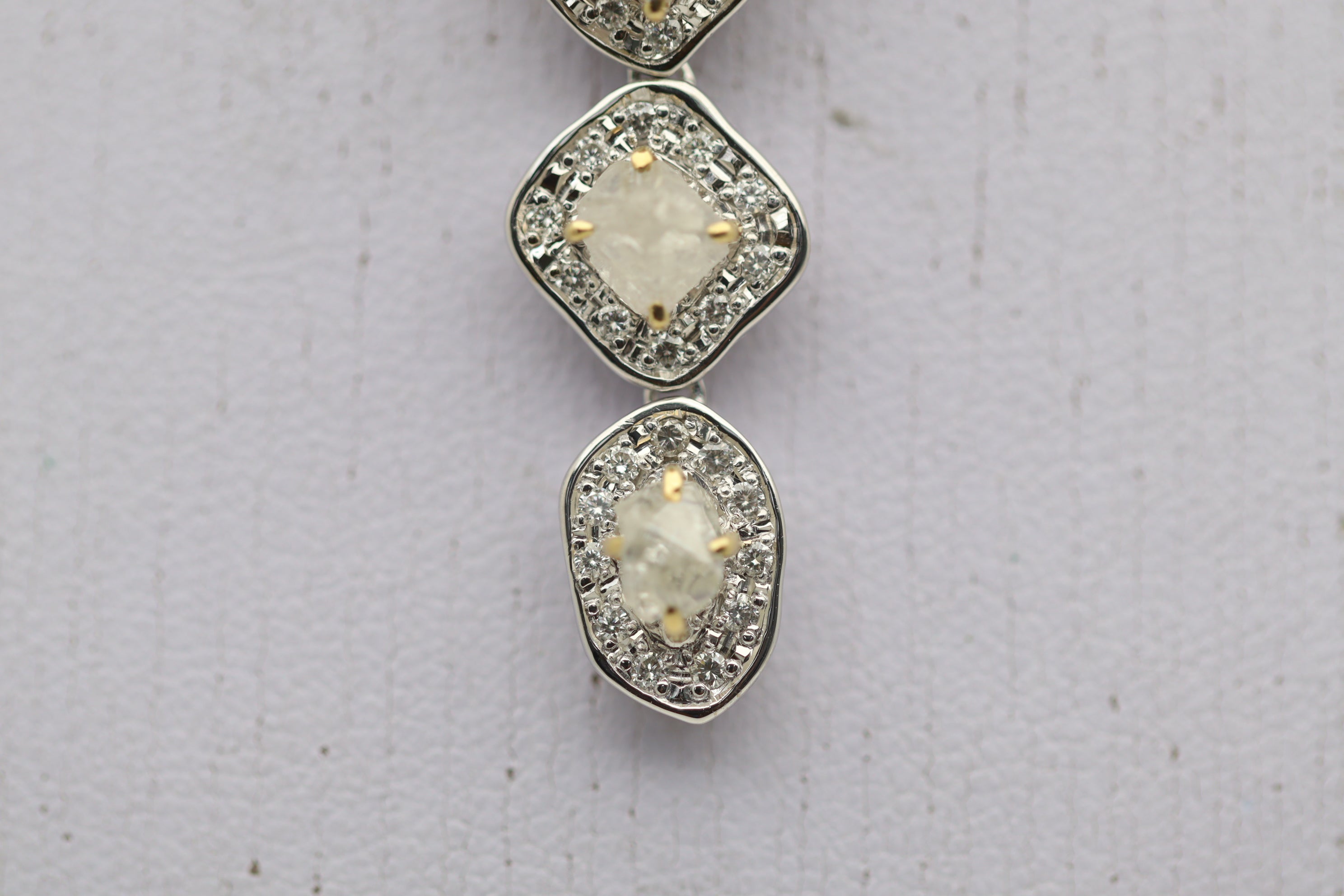 Rough-Diamond Diamond Gold Drop Pendant