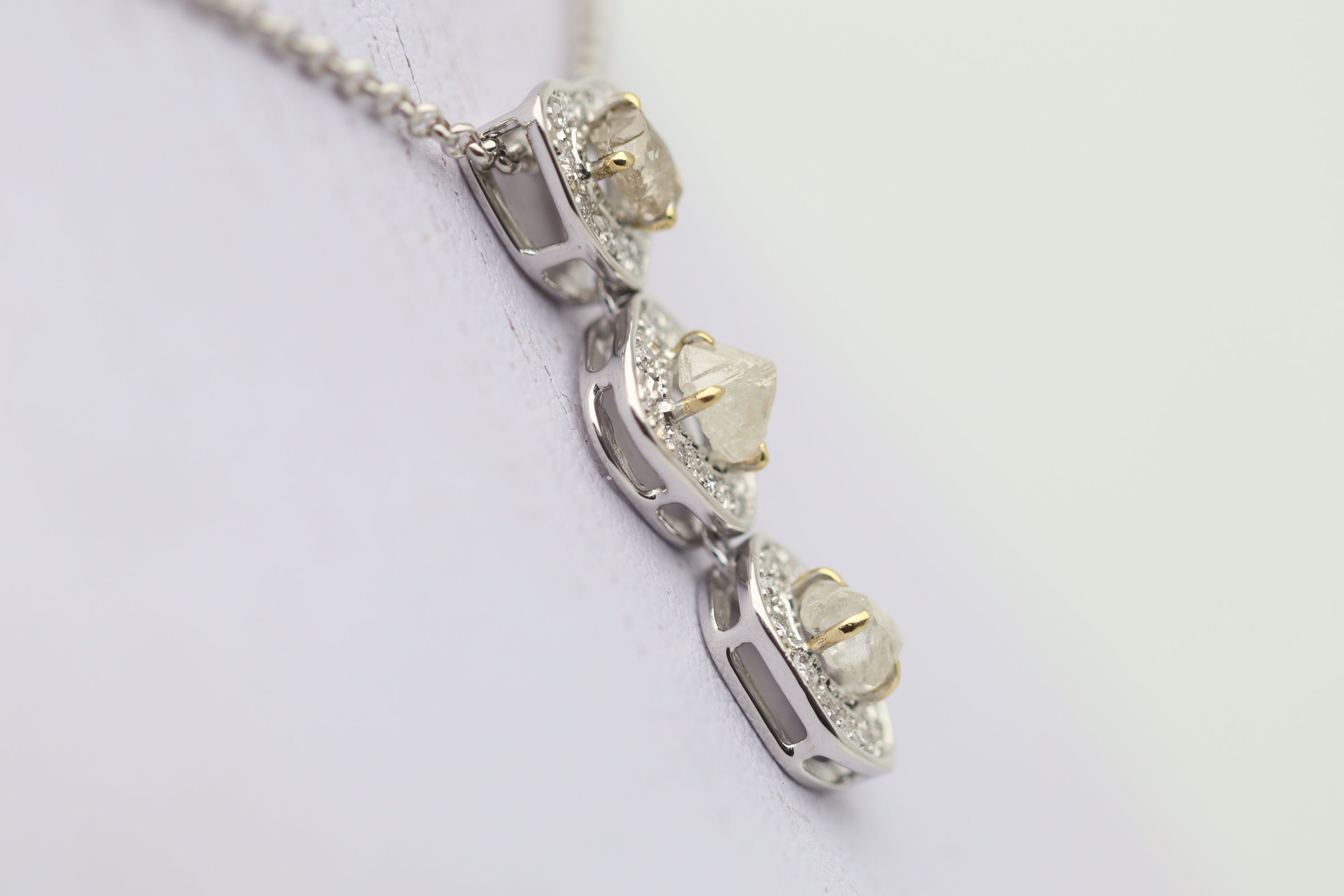 Rough-Diamond Diamond Gold Drop Pendant