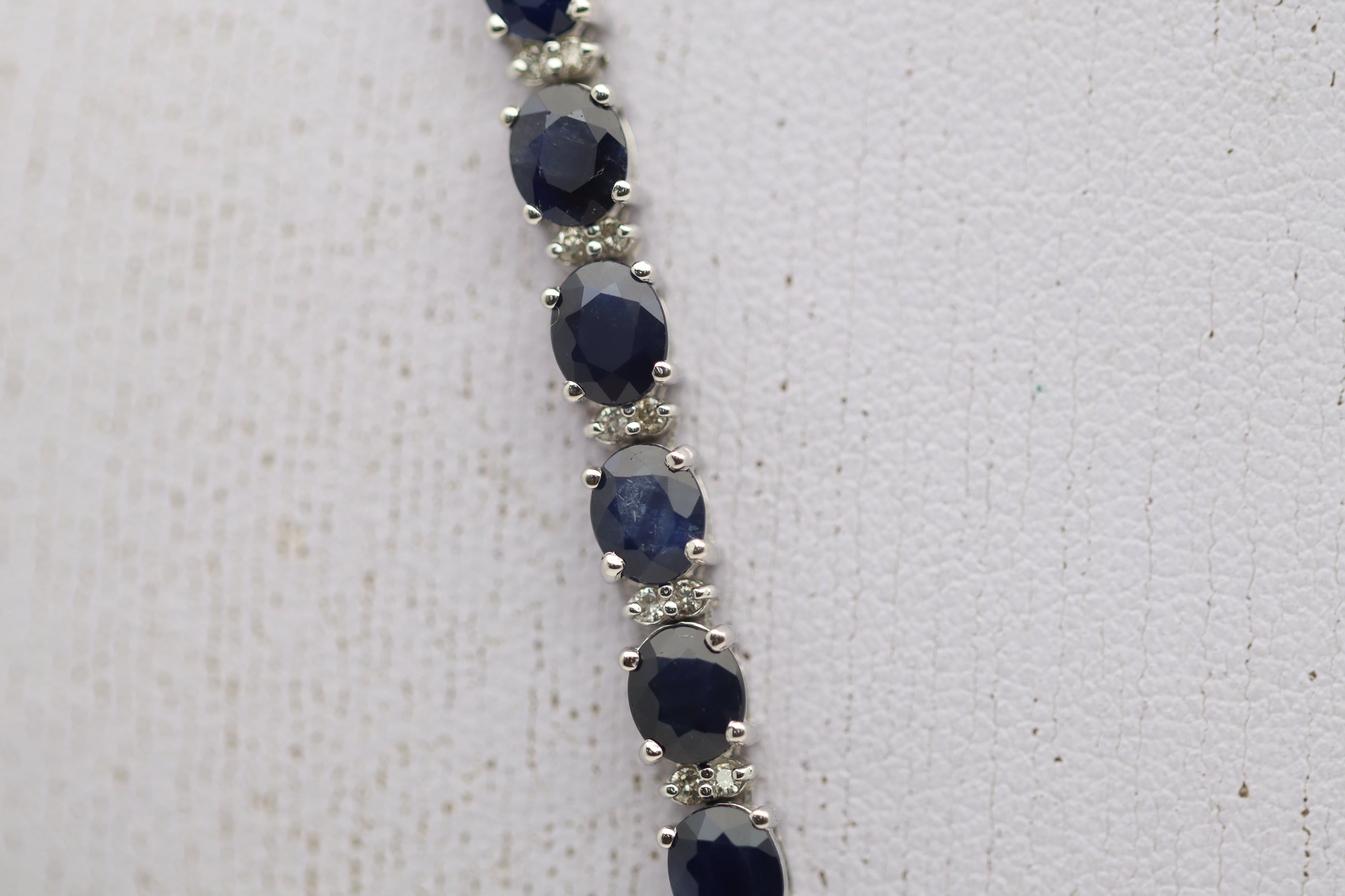 Blue Sapphire Diamond Gold Tennis Necklace