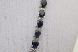 Blue Sapphire Diamond Gold Tennis Necklace