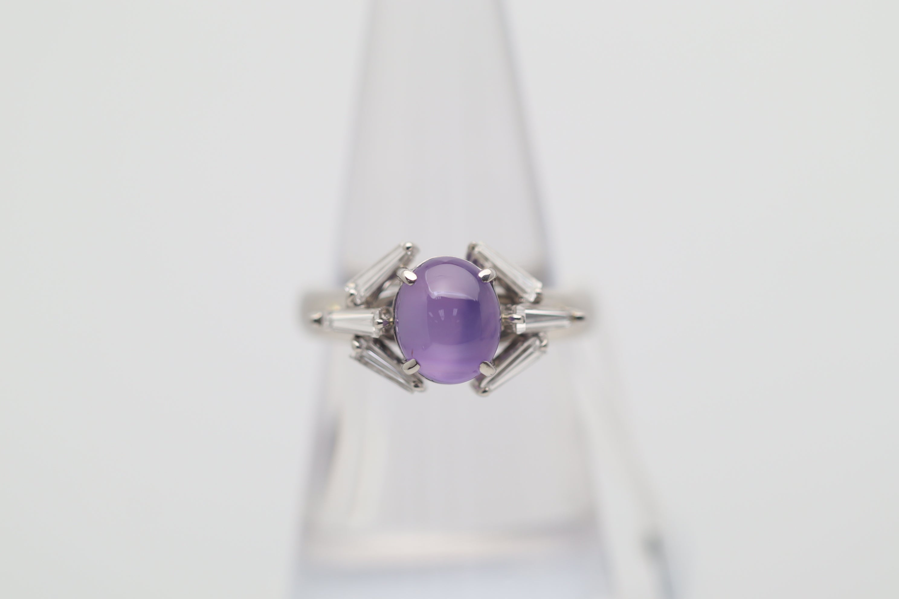 Purple Star Sapphire Diamond Platinum Ring