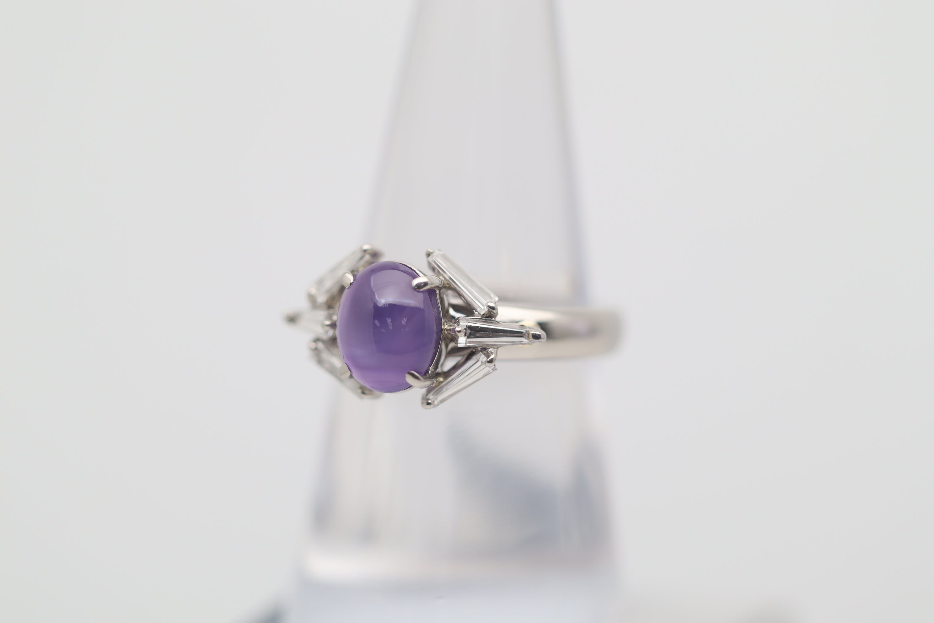 Purple Star Sapphire Diamond Platinum Ring