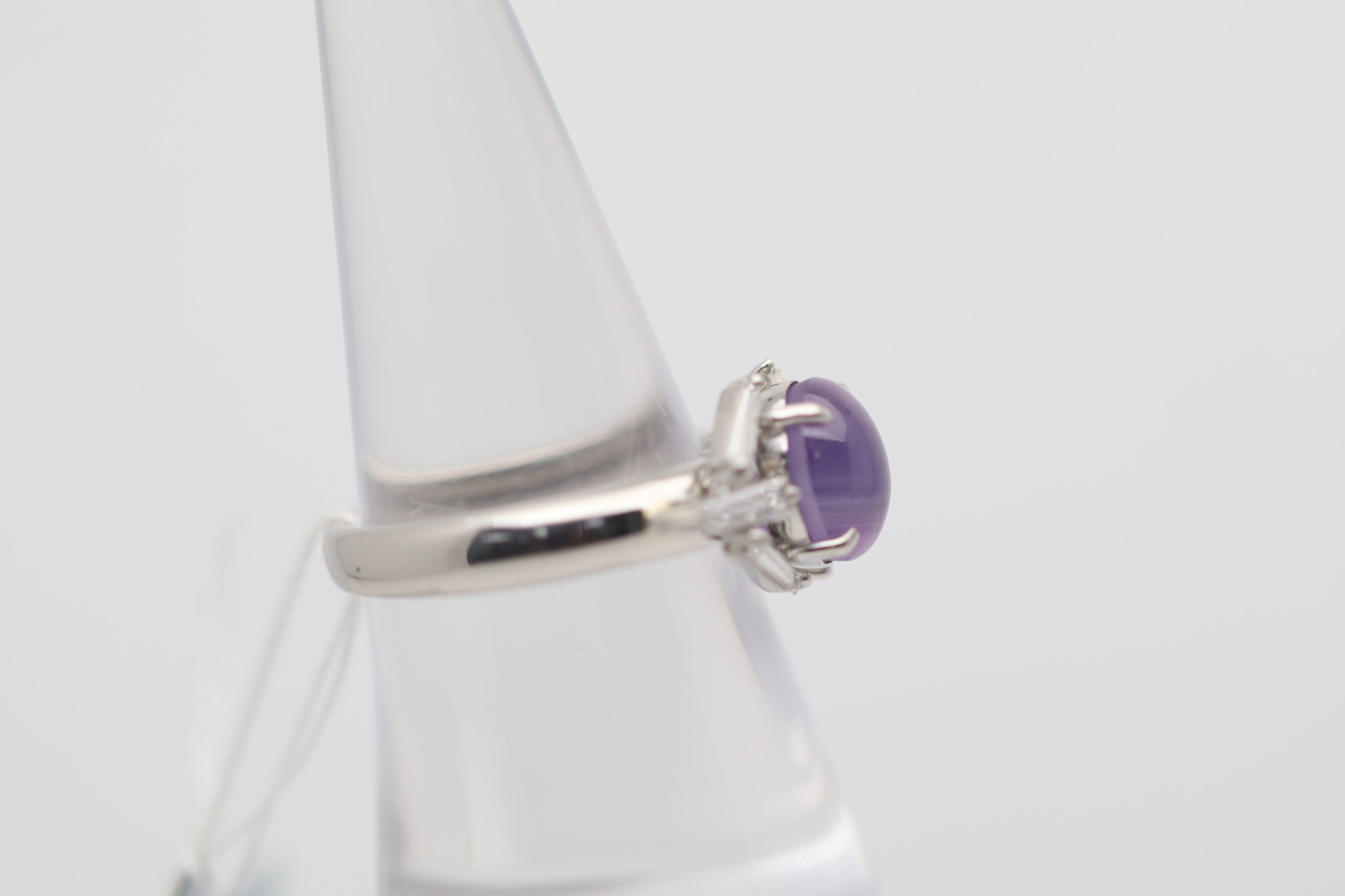 Purple Star Sapphire Diamond Platinum Ring