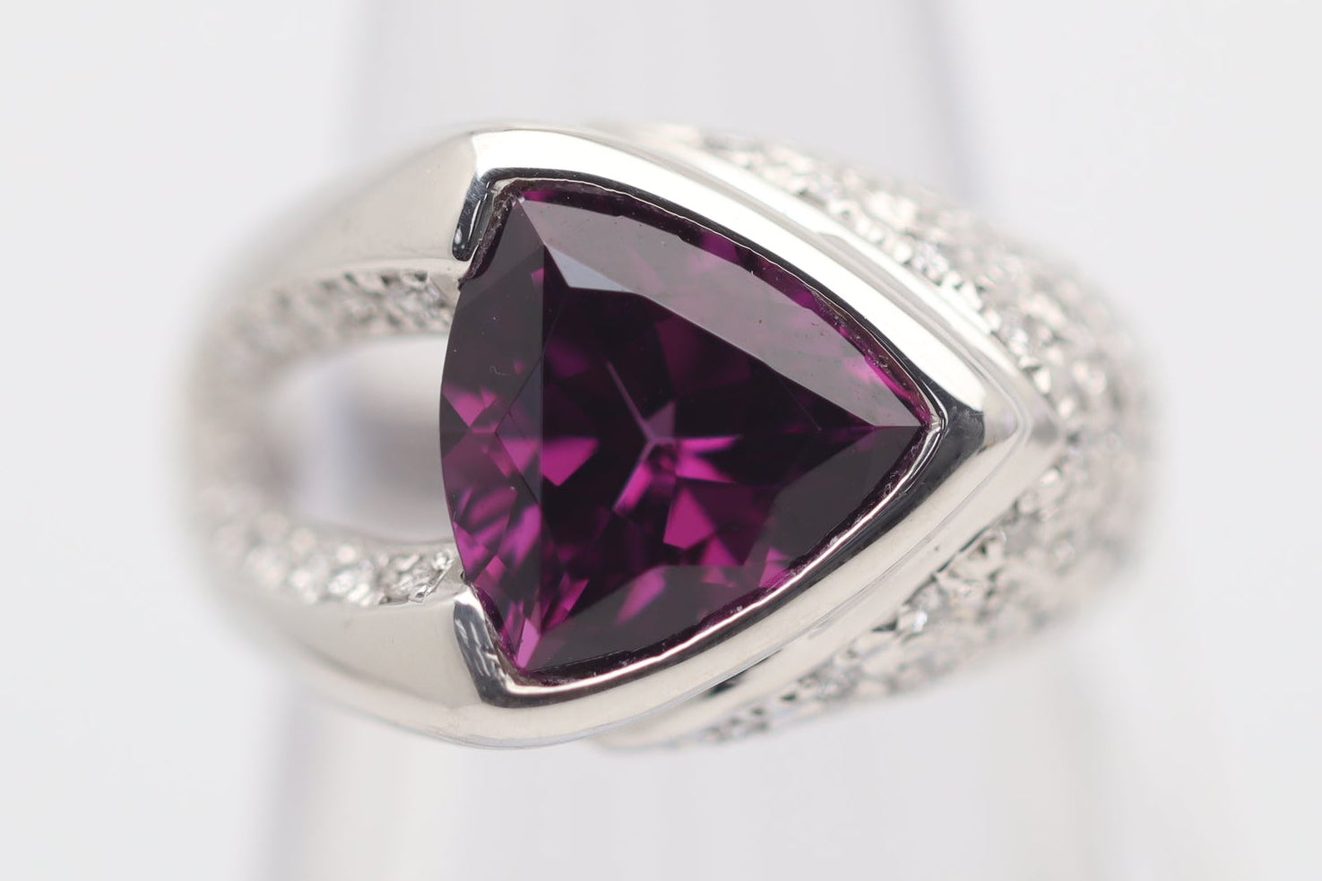 Rhodolite Garnet Diamond Platinum Ring