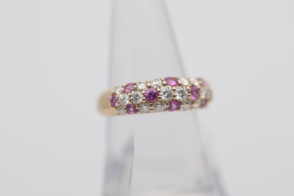 Pink Sapphire Diamond Gold Band Ring
