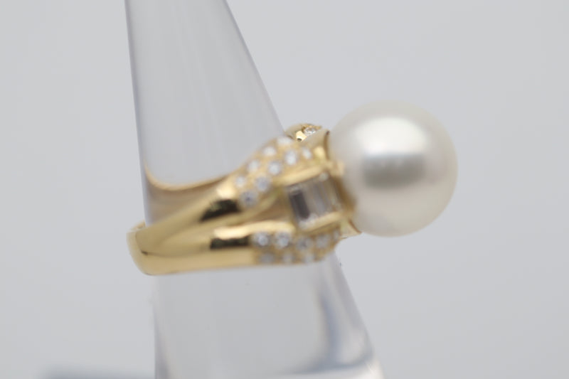 South Sea Pearl Diamond Gold Ring
