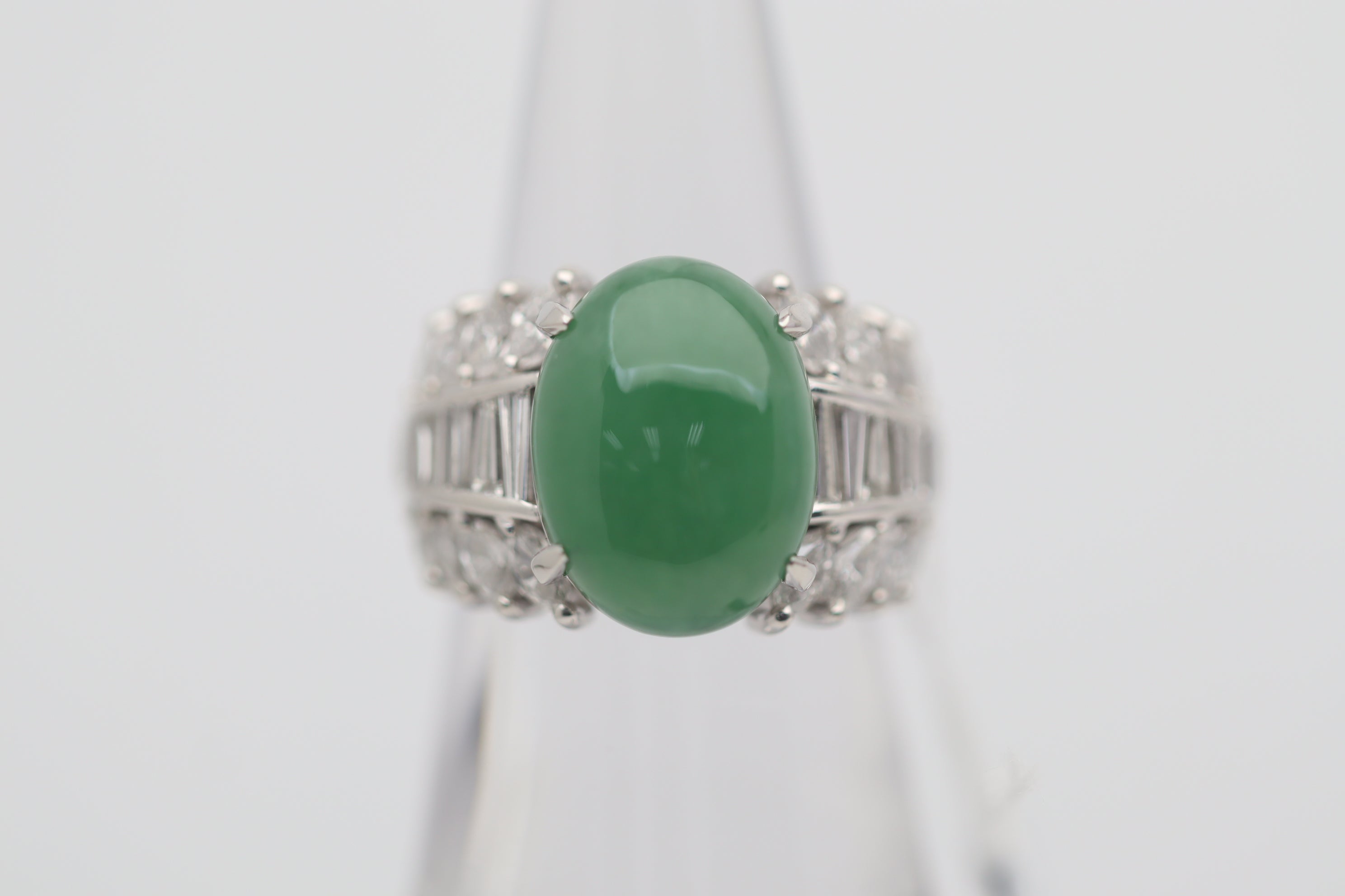 Jadeite Jade Diamond Platinum Ring