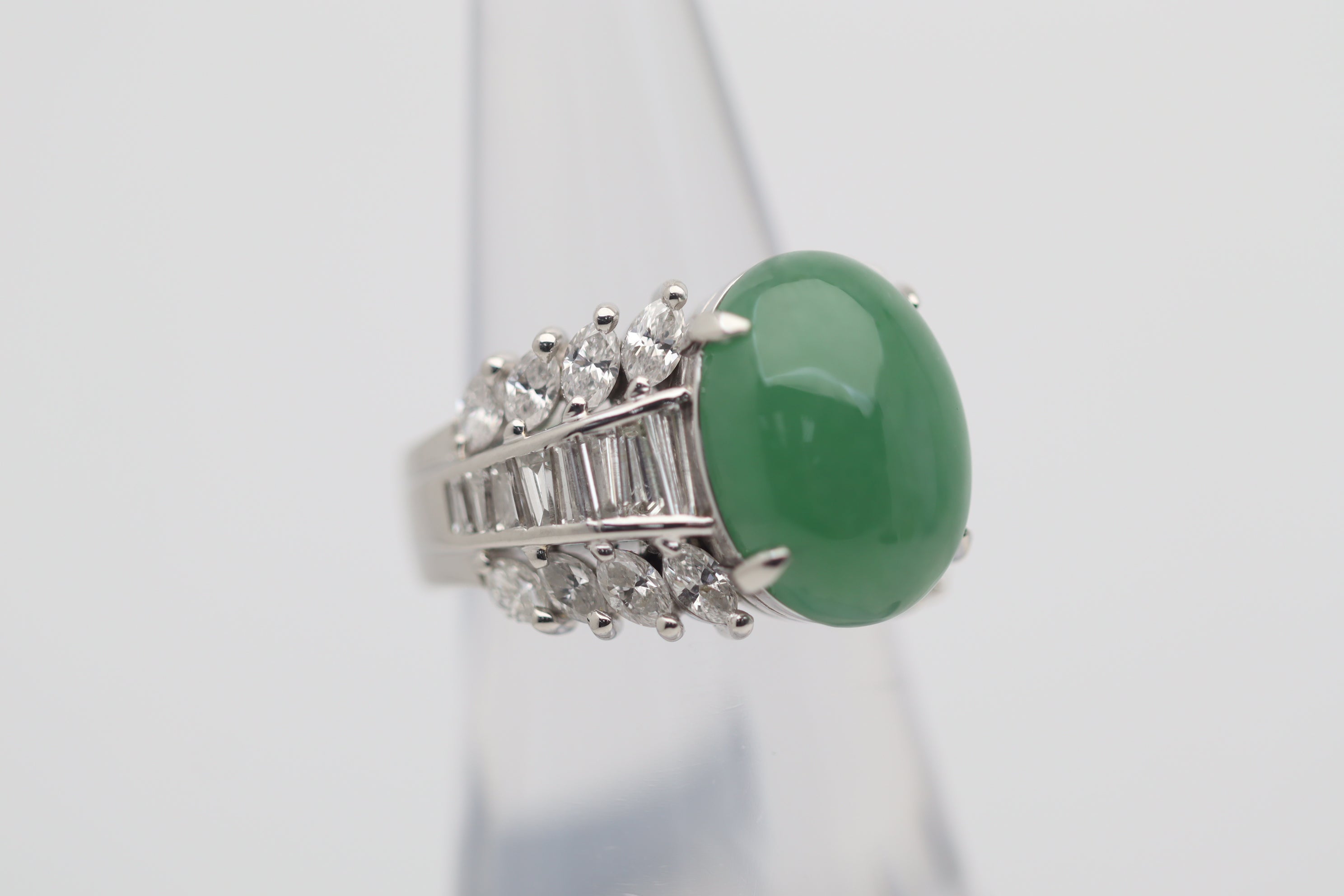 Jadeite Jade Diamond Platinum Ring